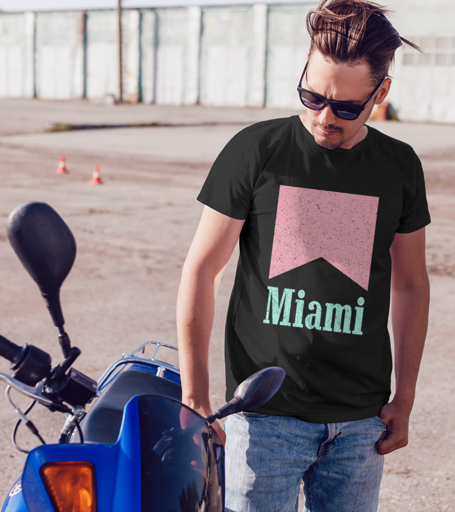Light Up Miami Retro Distressed Badge T-Shirt