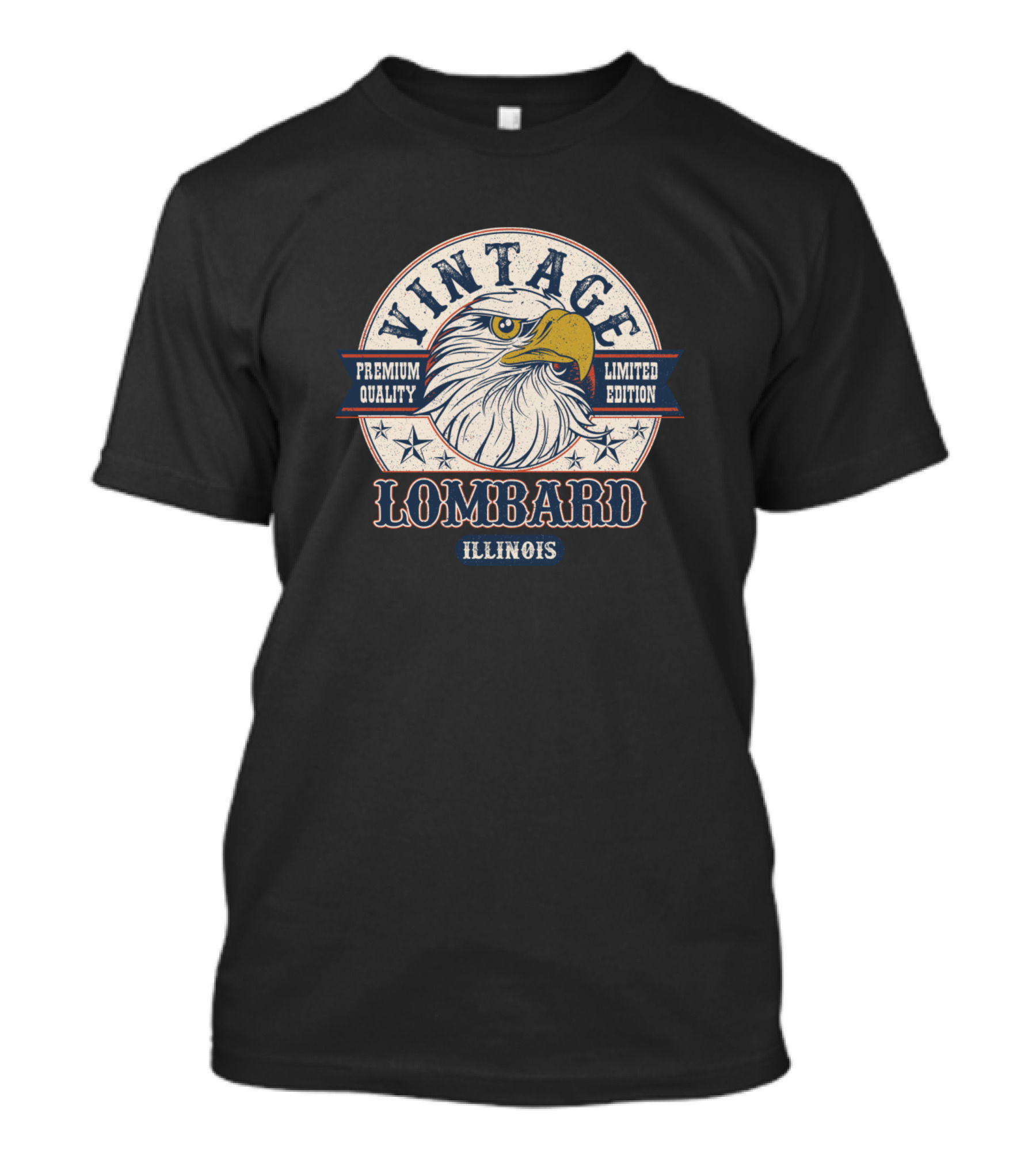 Vintage Lombard Illinois Eagle Stars T-Shirt