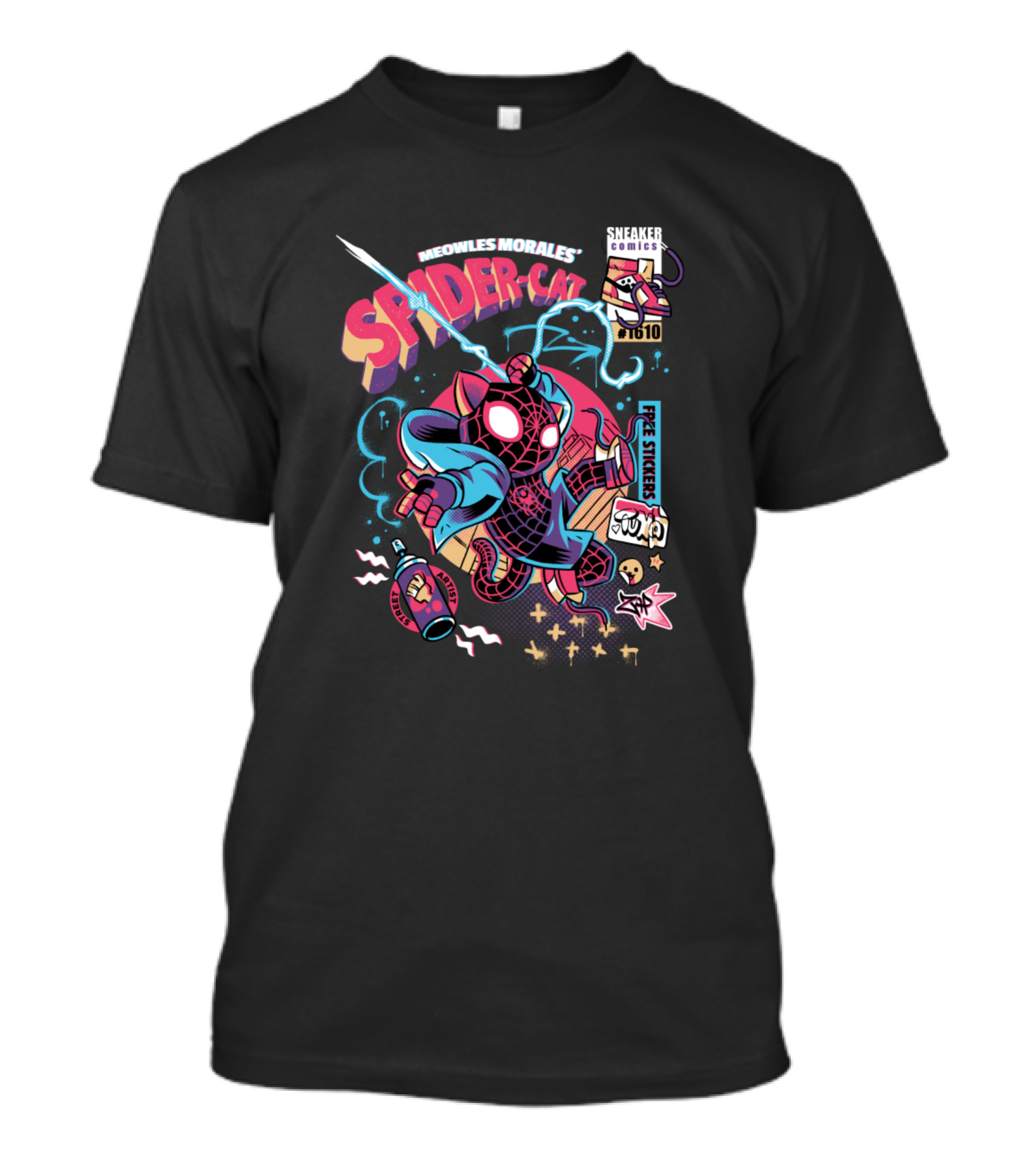 Meowles Morales Sneaker Comics Spider-Cat Issue 1610 Free Stickers T-Shirt