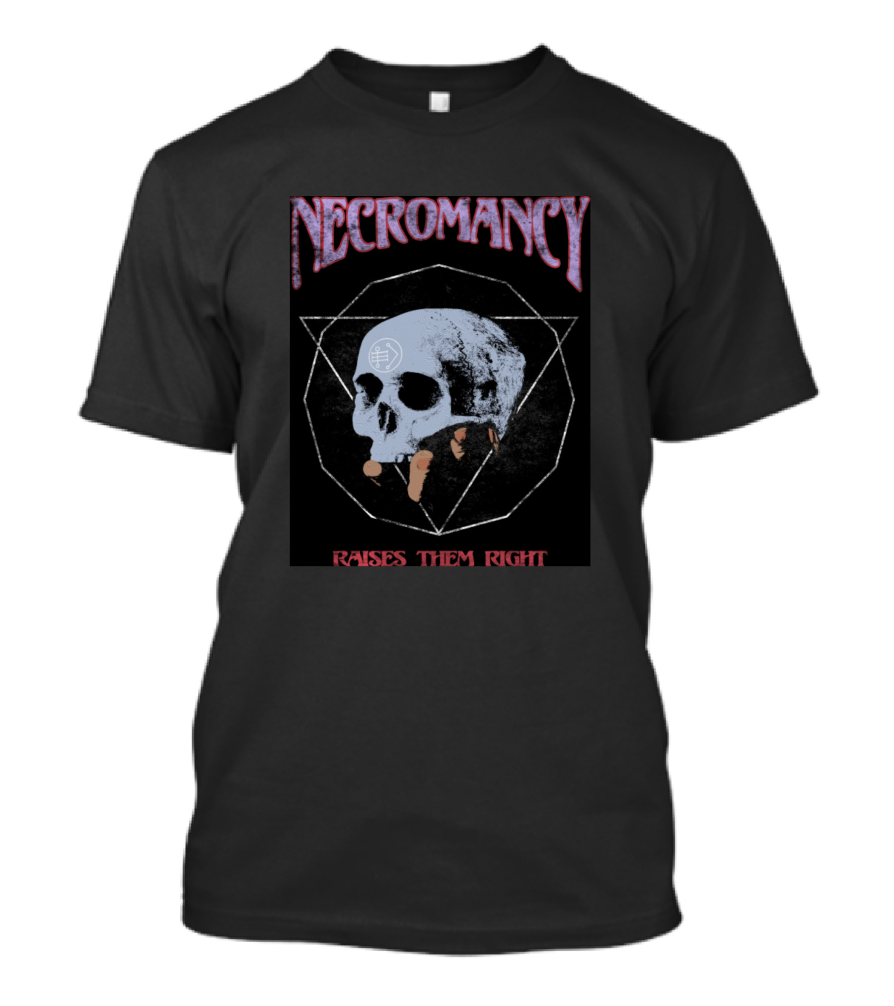 Necromancy Raises Them Right Skull Pentagram T-Shirt