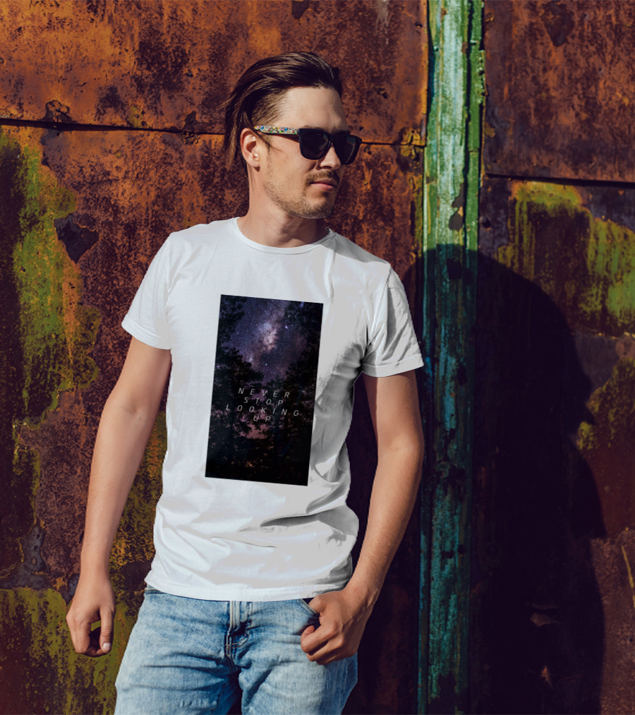Never Stop Looking Up Stars Constellations Inspirational Night Sky T-Shirt
