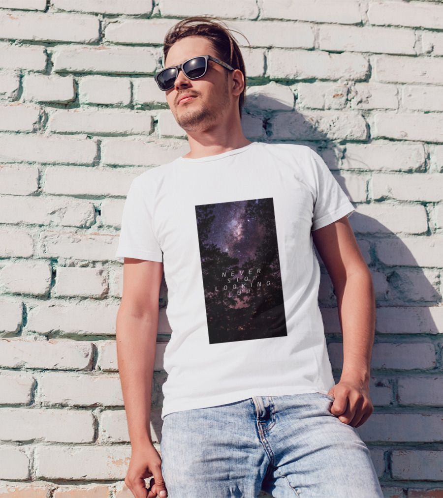 Never Stop Looking Up Stars Constellations Inspirational Night Sky T-Shirt