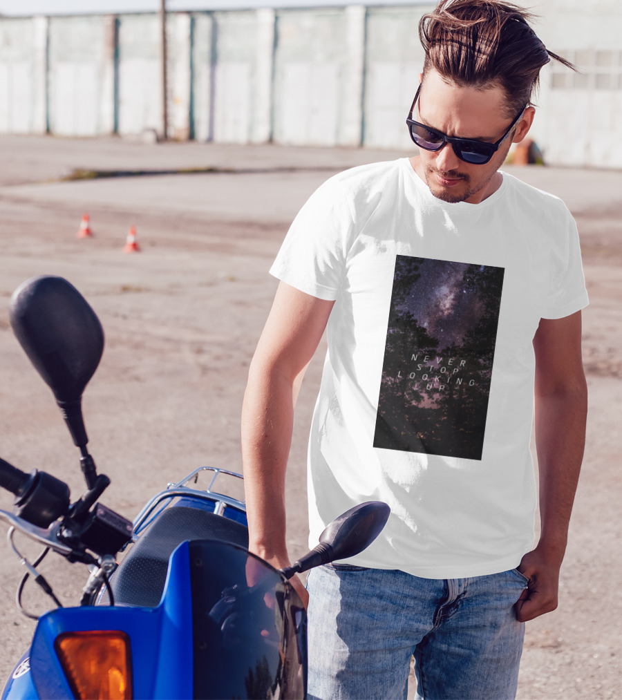 Never Stop Looking Up Stars Constellations Inspirational Night Sky T-Shirt