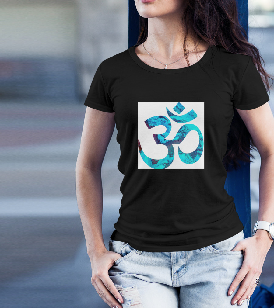Ohm Symbol In Turquoise And Blue Marble Texture T-Shirt