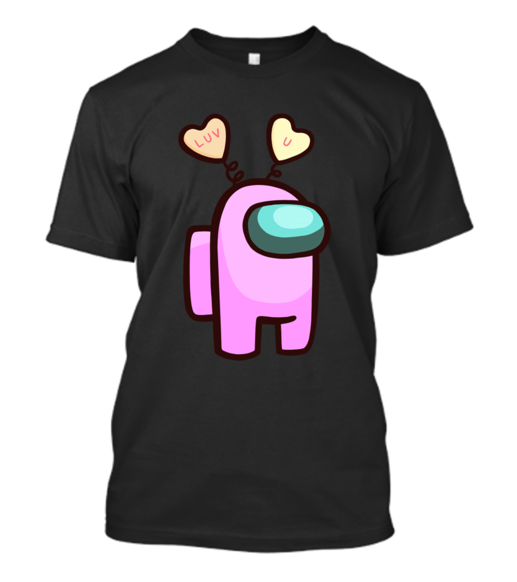 Among Us Pink Valentine Hat Luv U Candy Hearts T-Shirt