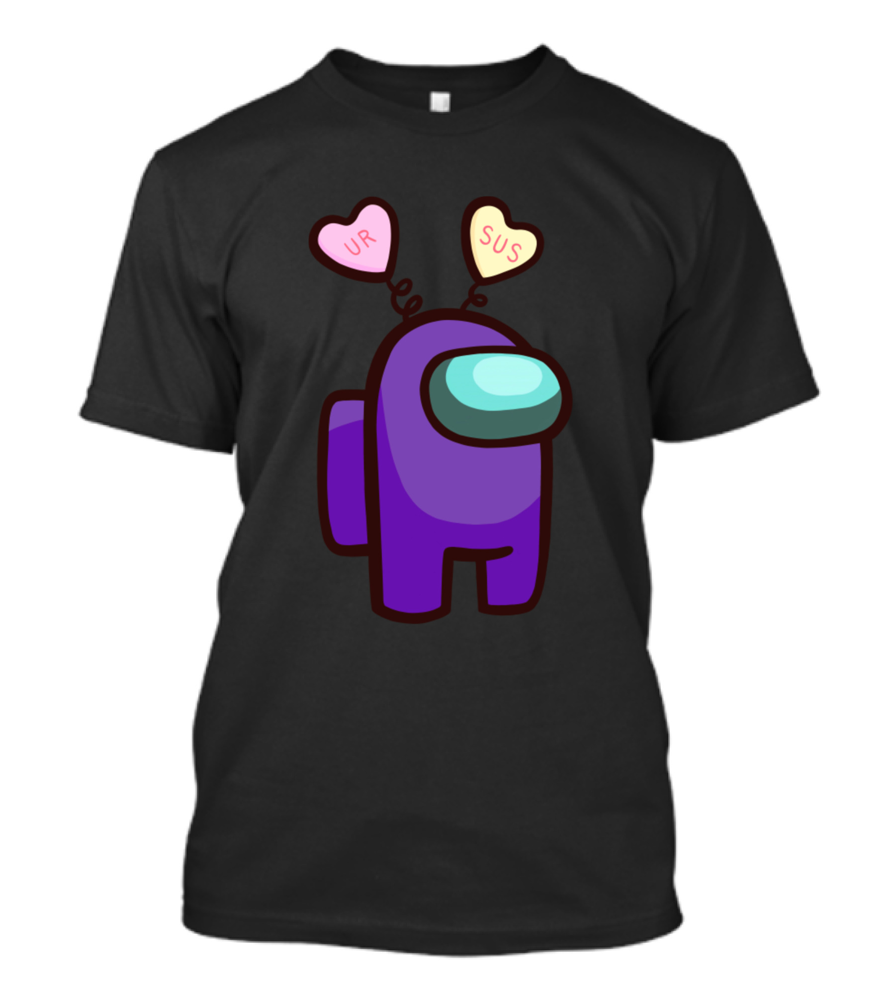 Among Us Purple Character Valentine’s Day UR SUS Candy Heart Hat T-Shirt
