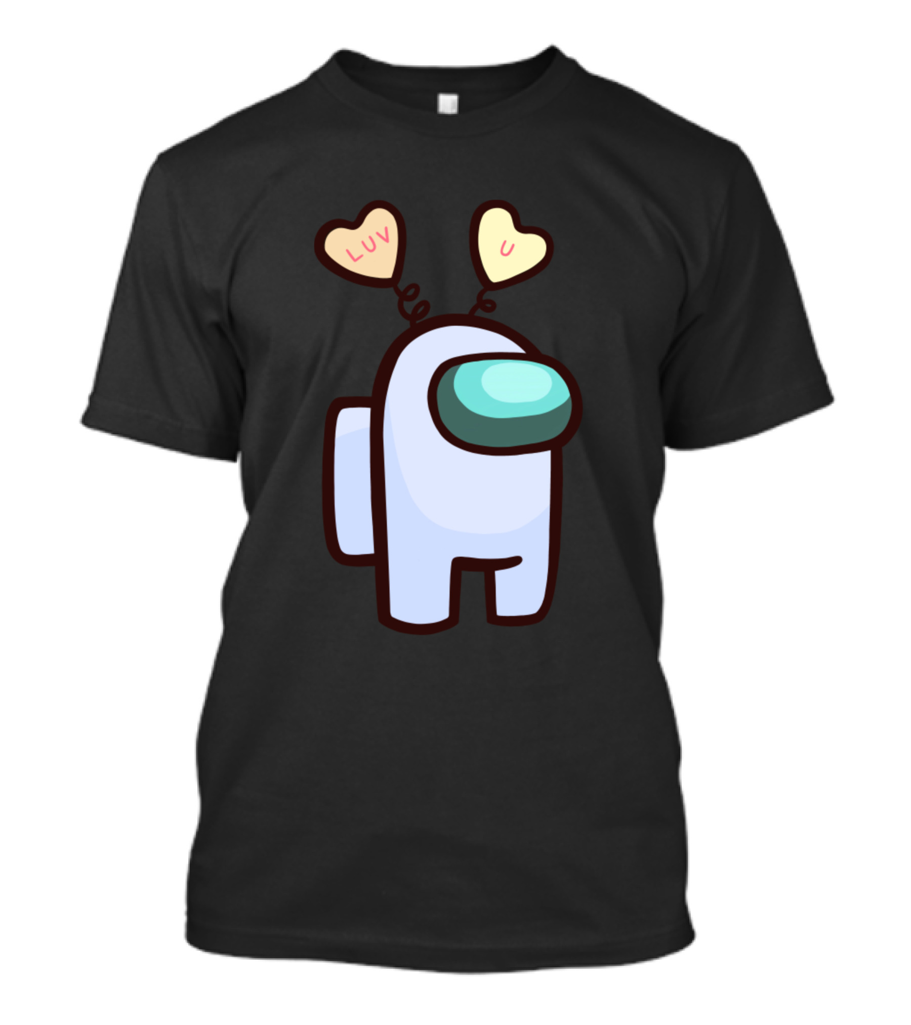 Among Us White Character With Love Heart Candy Valentine Hat LUV U T-Shirt