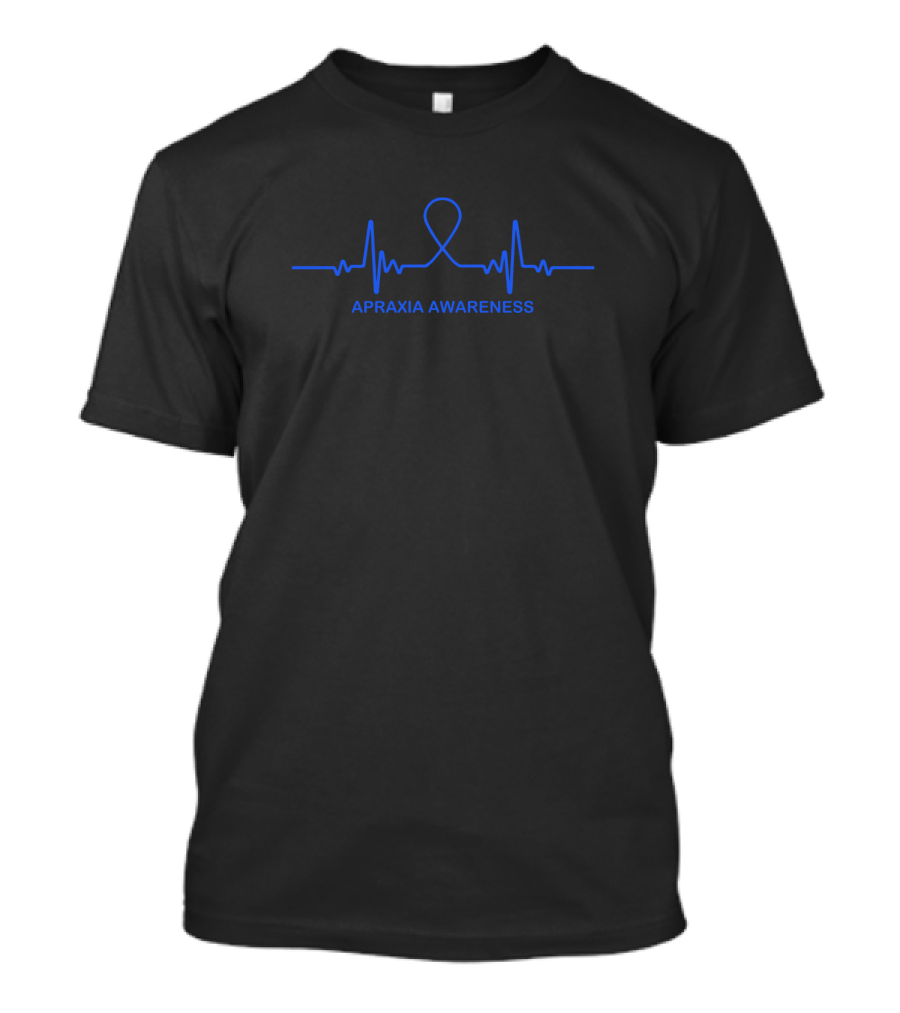 Apraxia Awareness Heartbeat Wave עם Blue Ribbon T-Shirt