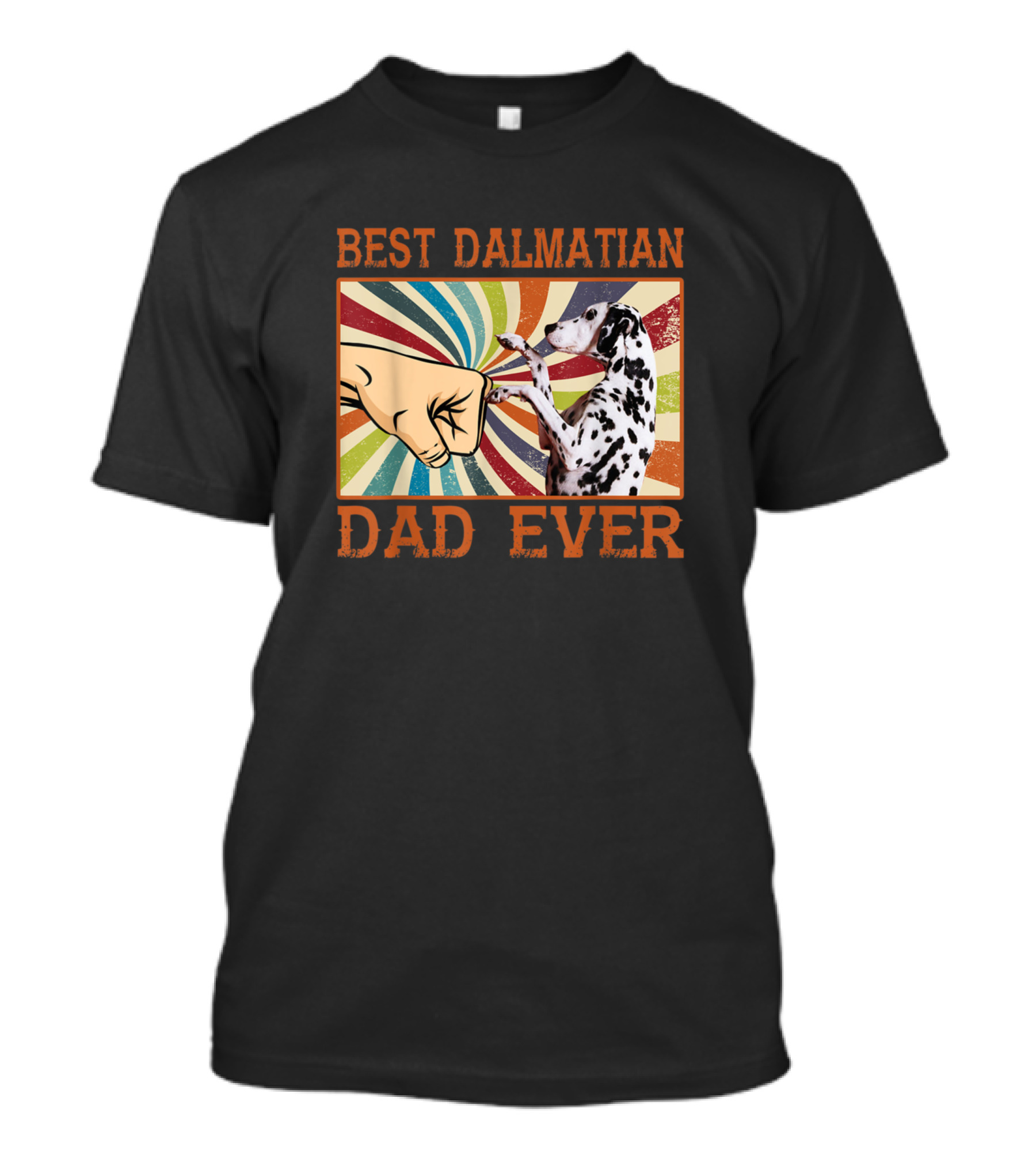 Best Dalmatian Dad Ever Fist Bump Retro Sunburst T-Shirt