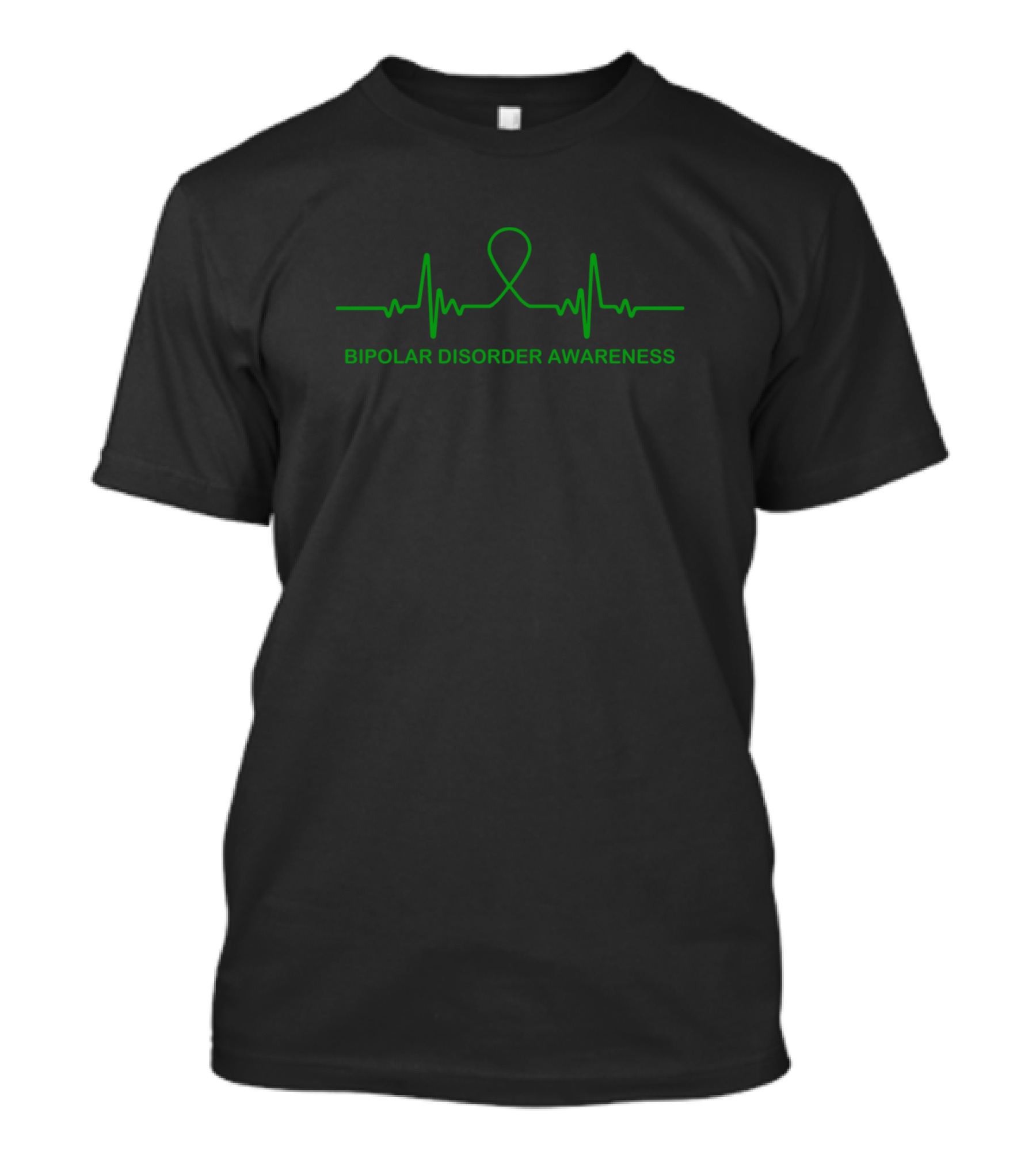 Bipolar Disorder Awareness Green Ribbon Heartbeat Line T-Shirt