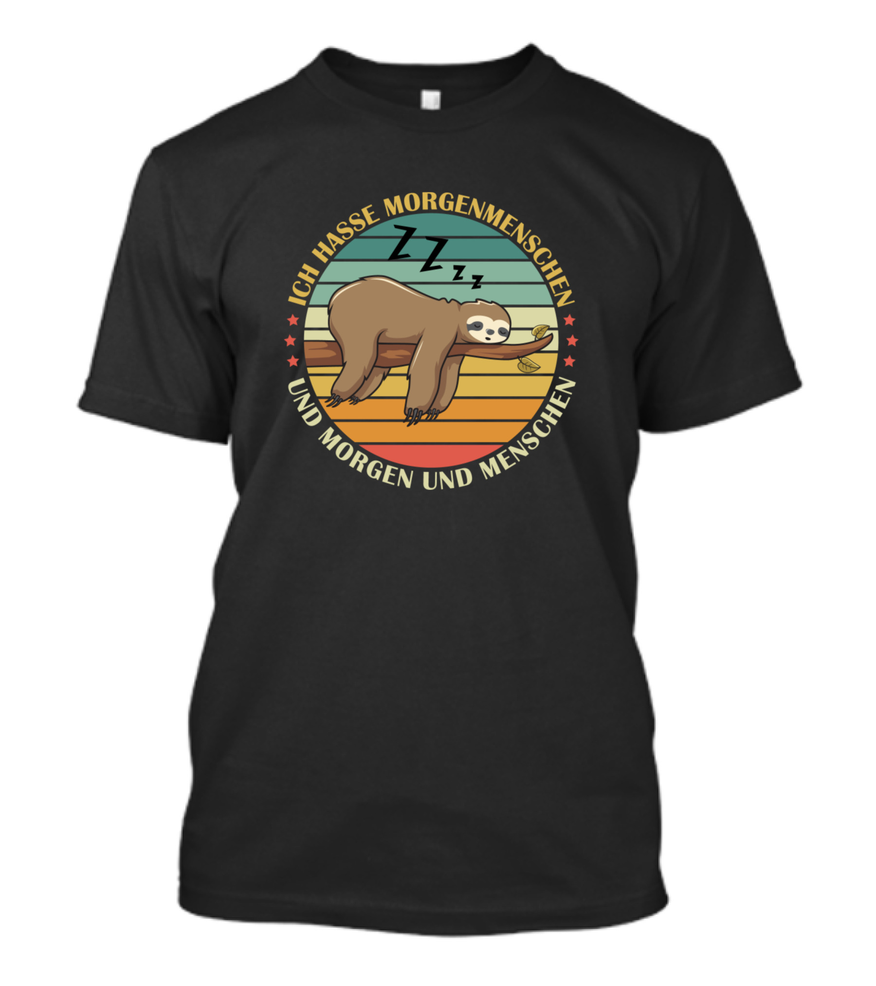 Ich Hasse Morgenmenschen Und Morgen Und Menschen Sloth Sleeping Retro Stripes T-Shirt