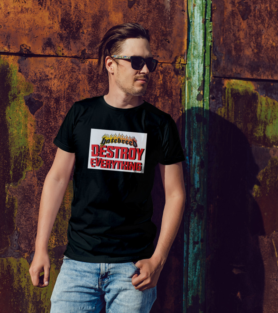 Hatebreed Destroy Everything Flame Text Bold Red Letters T-Shirt