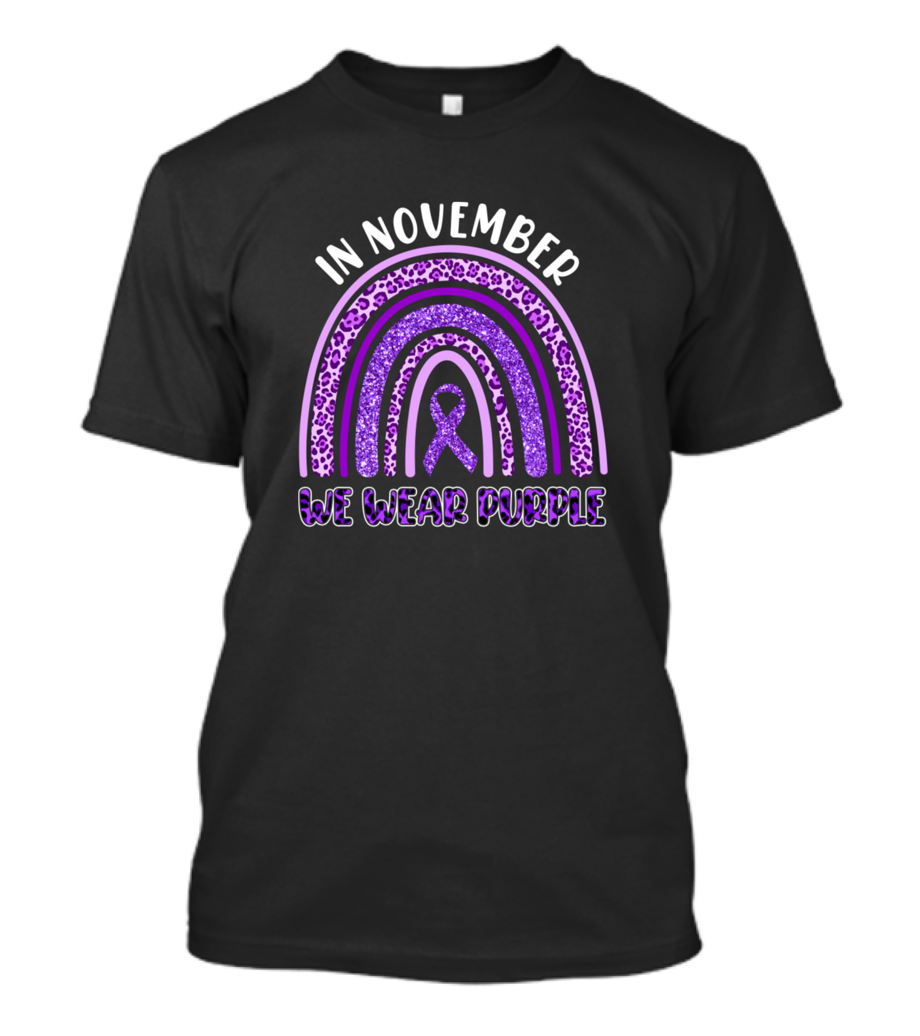 In November We Wear Purple Leopard Rainbow T-Shirt