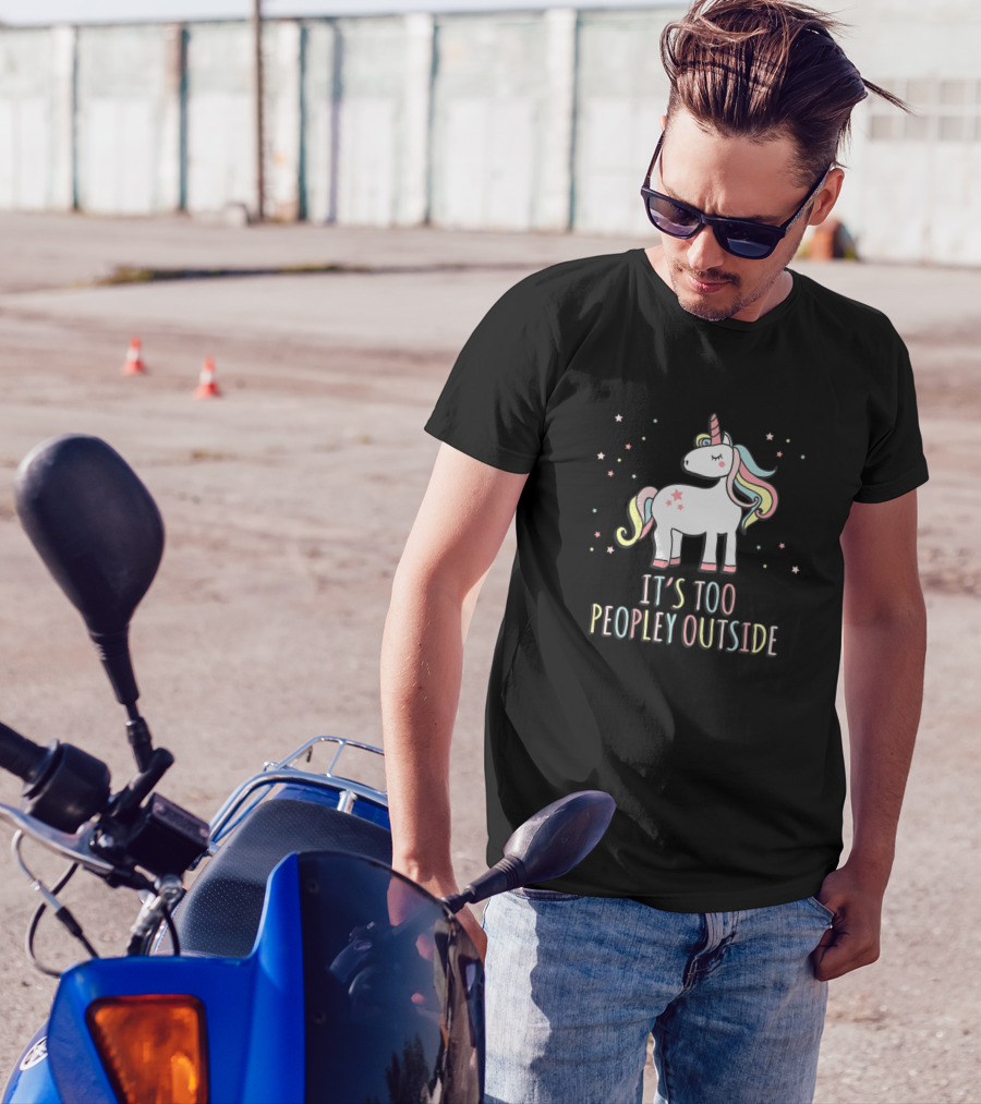 It's Too Peopley Outside Unicorn Stars Rainbow T-Shirt