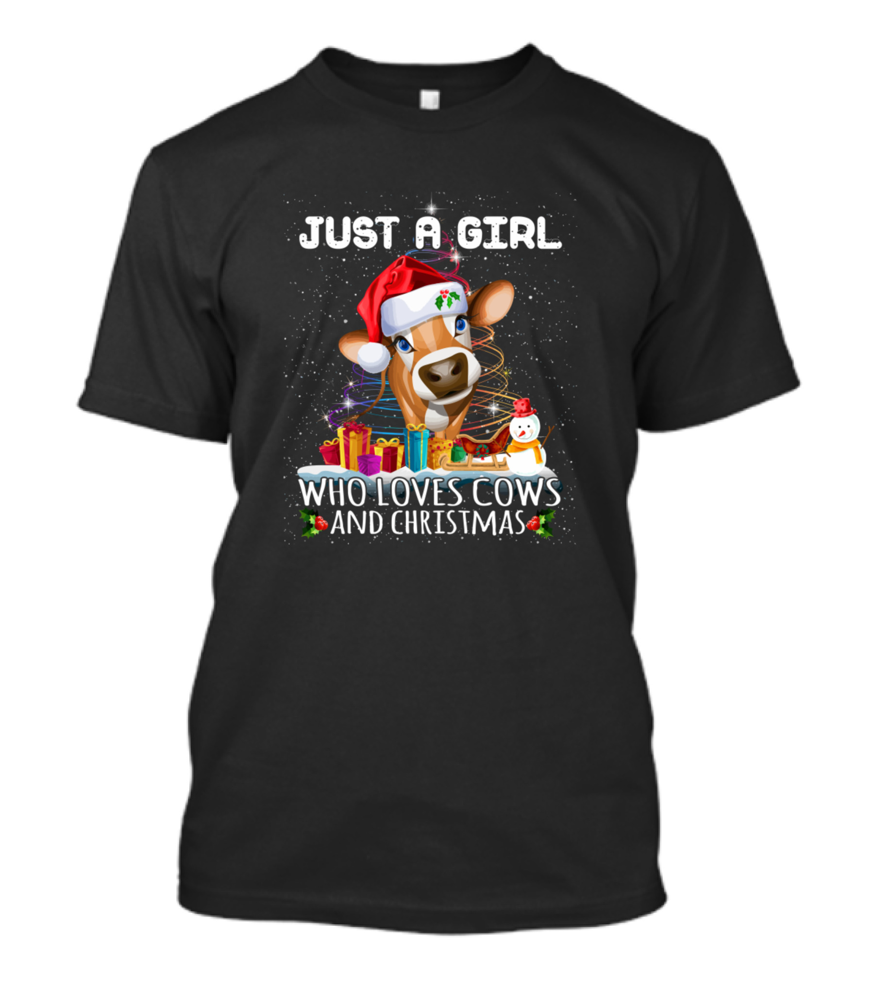 Just A Girl Who Loves Cows And Christmas T-Shirt