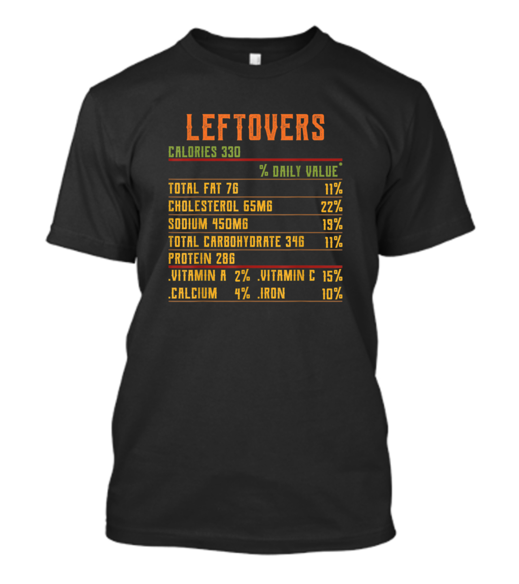 LEFTOVERS CALORIES 330 NUTRITION FACTS T-Shirt