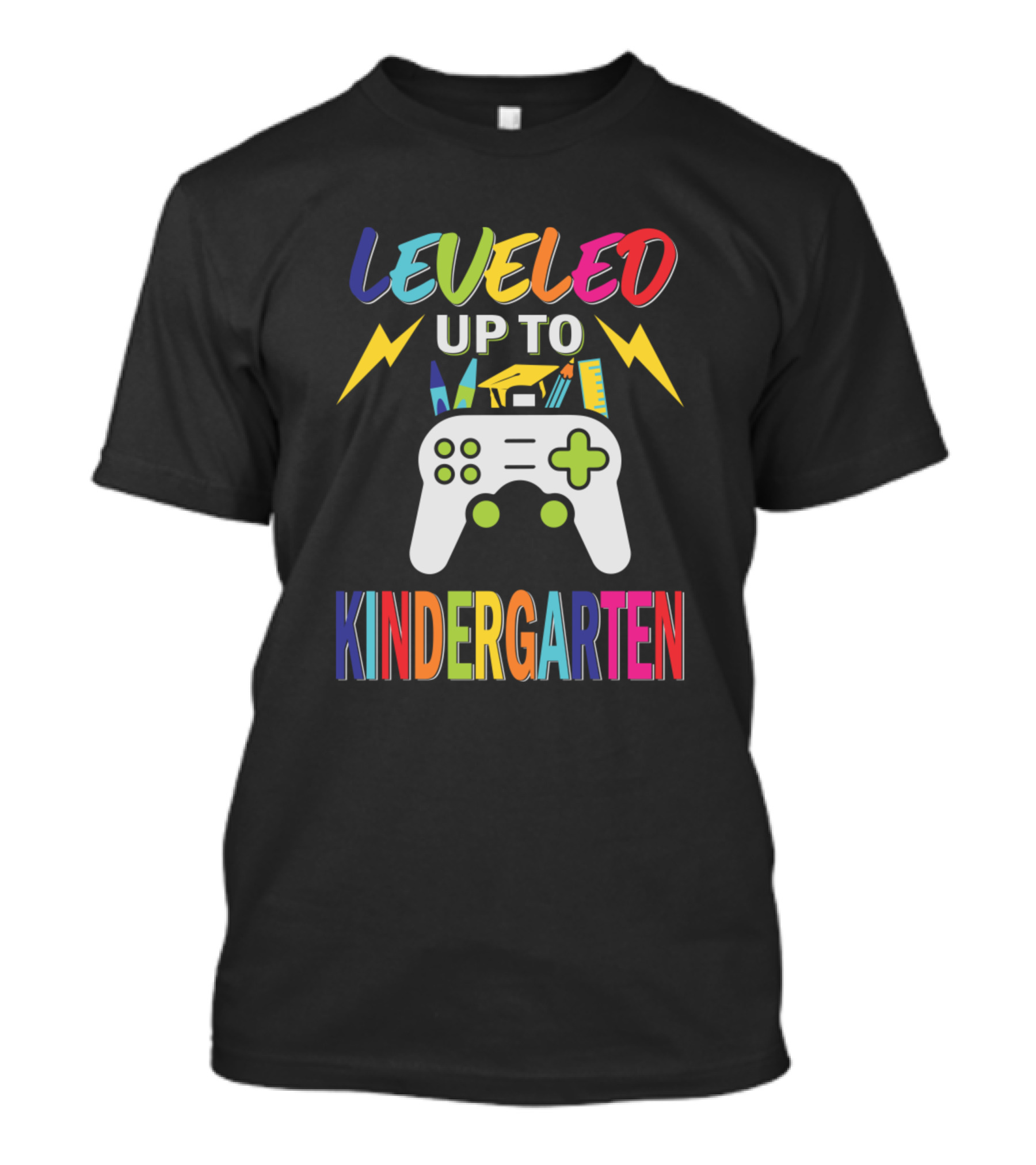 Leveled Up To Kindergarten Gamer Controller School Supplies Lightning Bolts T-Shirt