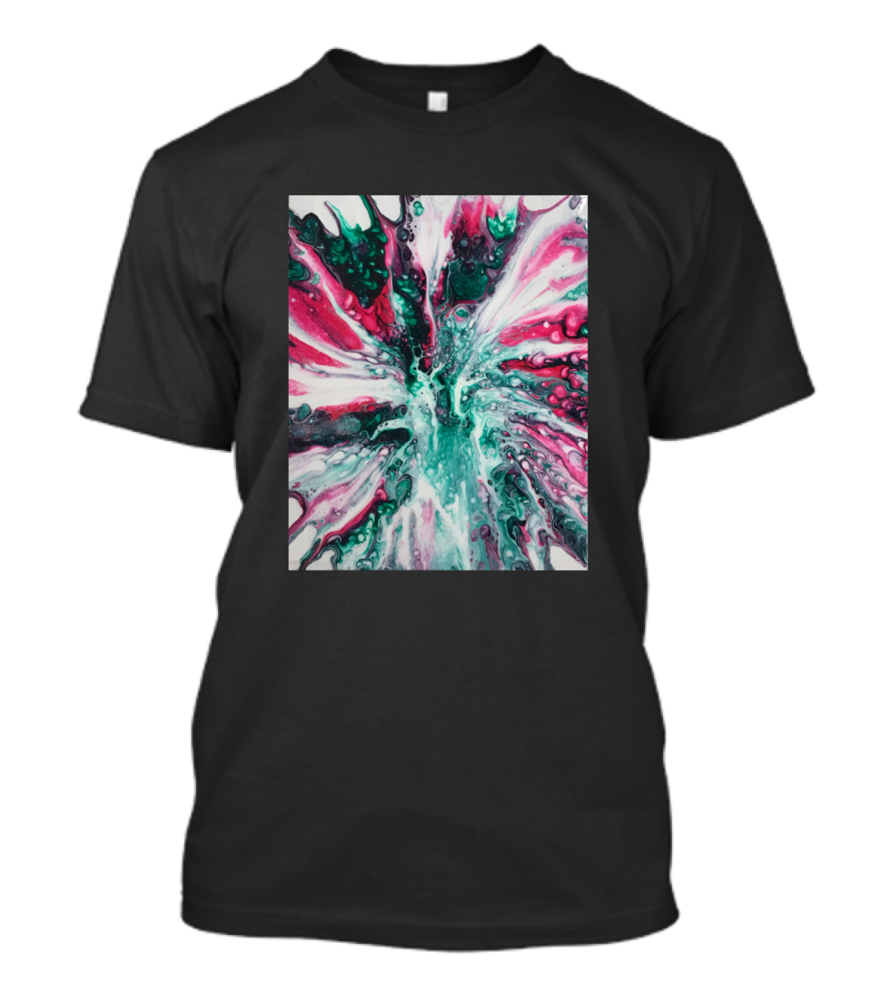 Magenta Green Fluid Burst Abstract T-Shirt