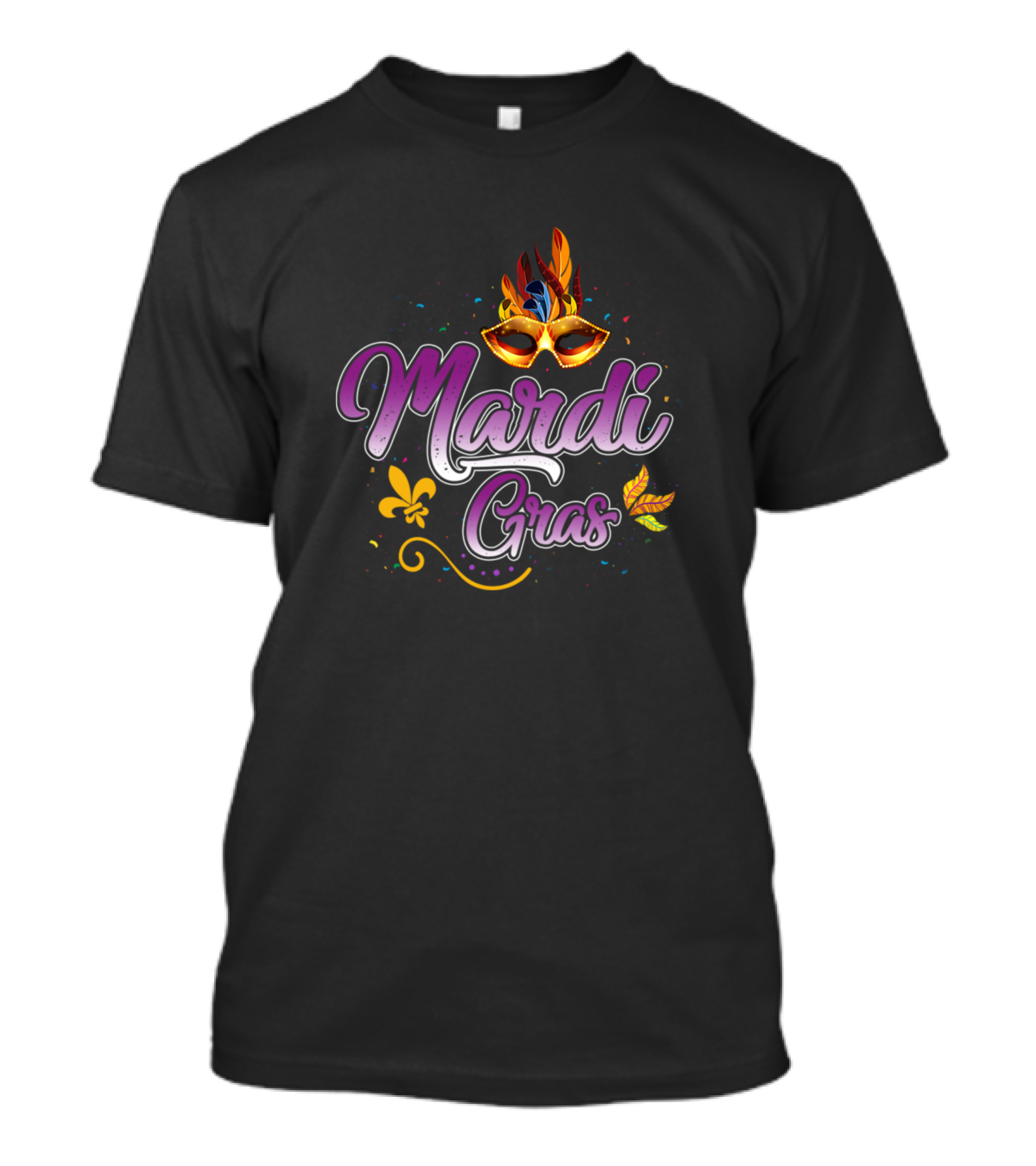 Mardi Gras Mask Feathers Carnival Fleur De Lis T-Shirt