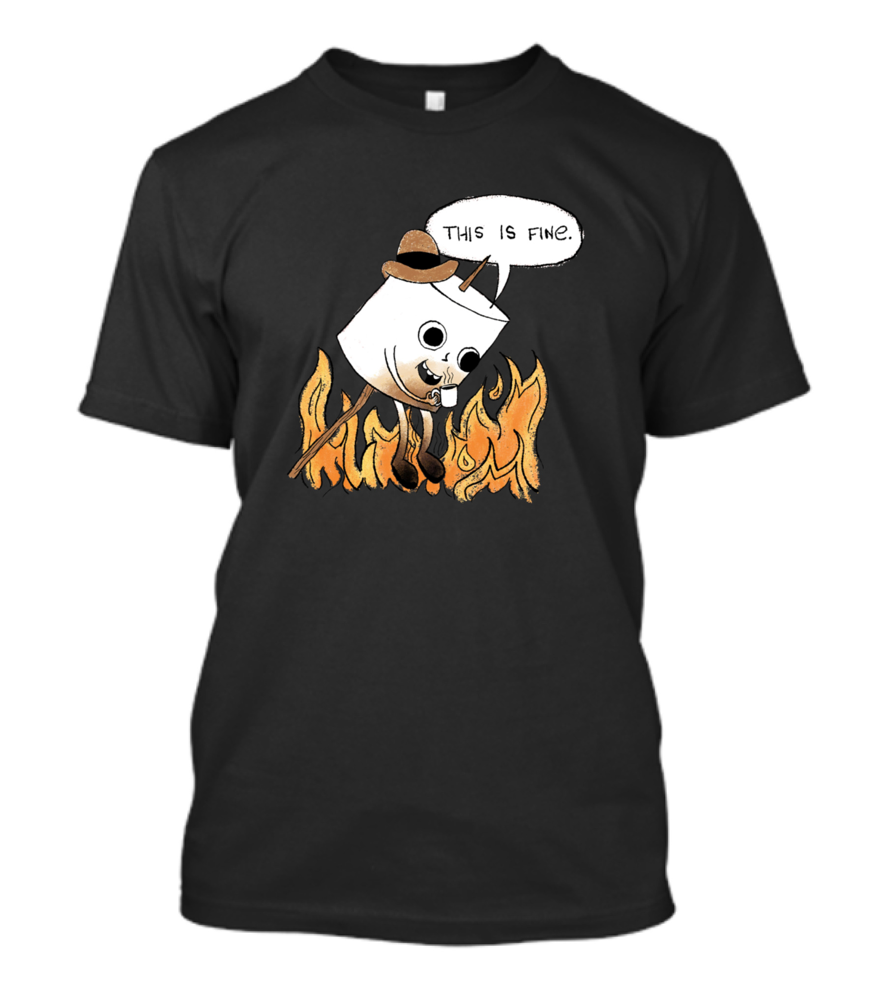 Meme This Is Fine Marshmallow On Fire Cartoon T-Shirt