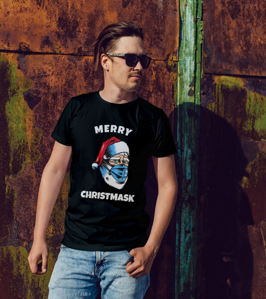 Merry Christmask Santa Wearing Mask Holiday Humor T-Shirt