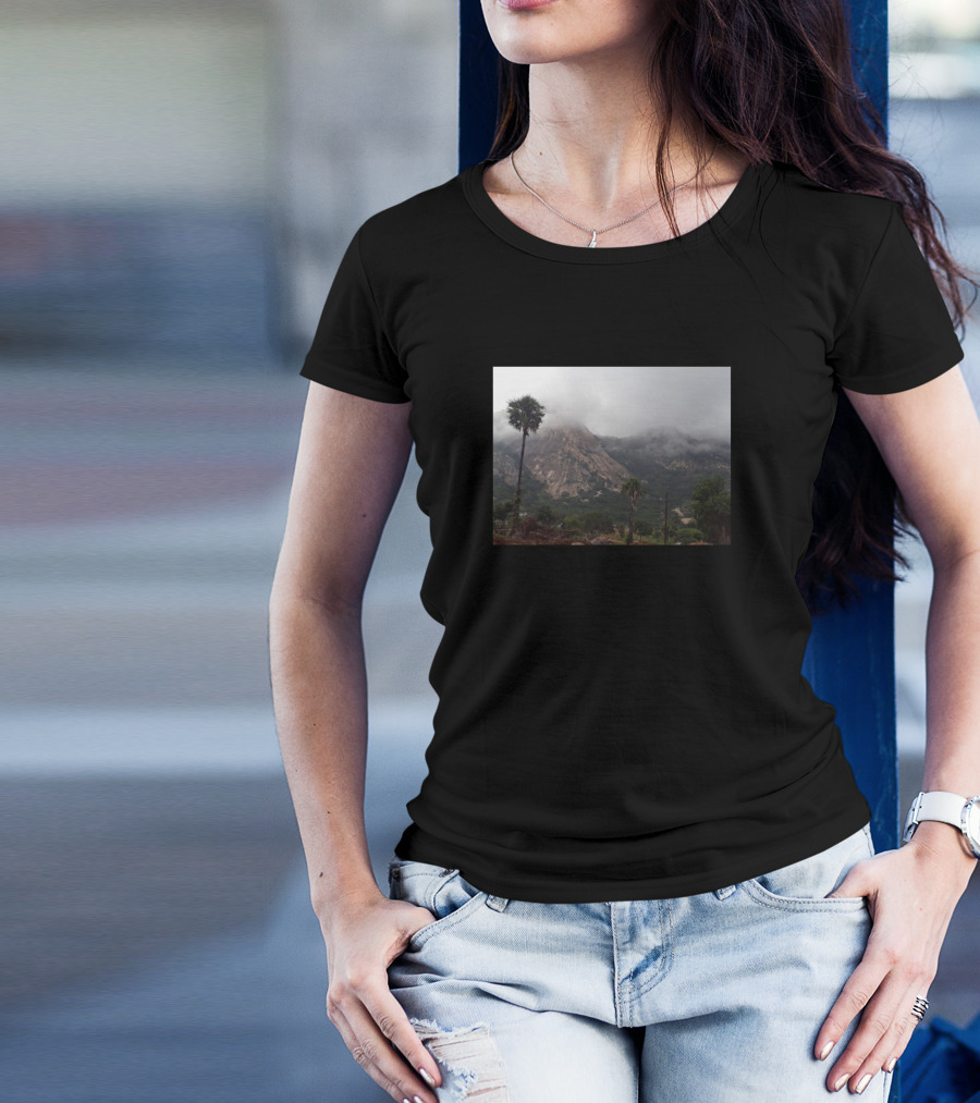 Mountain With Fog Forest Scene T-Shirt