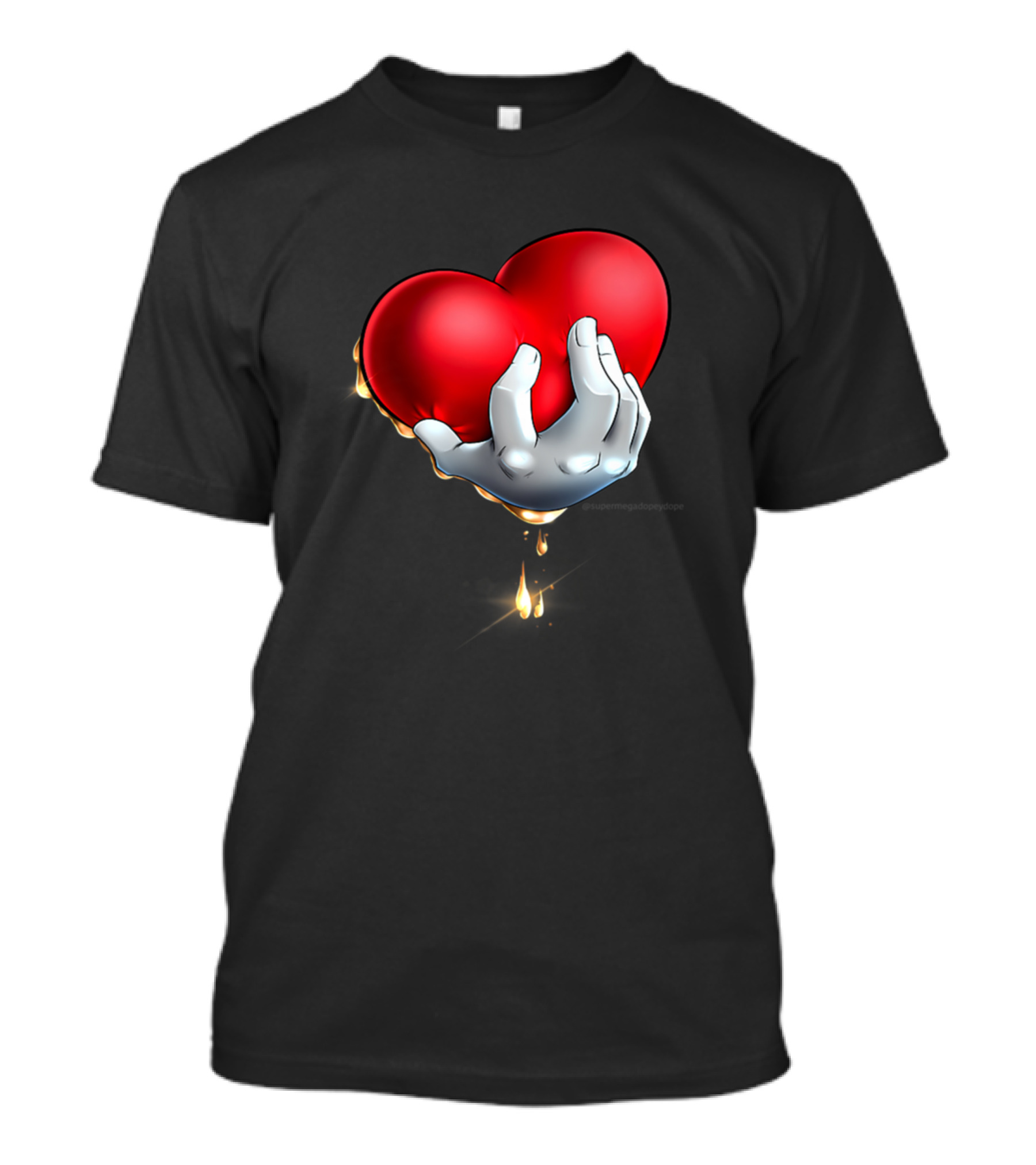 New Universally Recognized Cartoon Gloved Hand Holding Vibrant Red Hearts T-Shirt