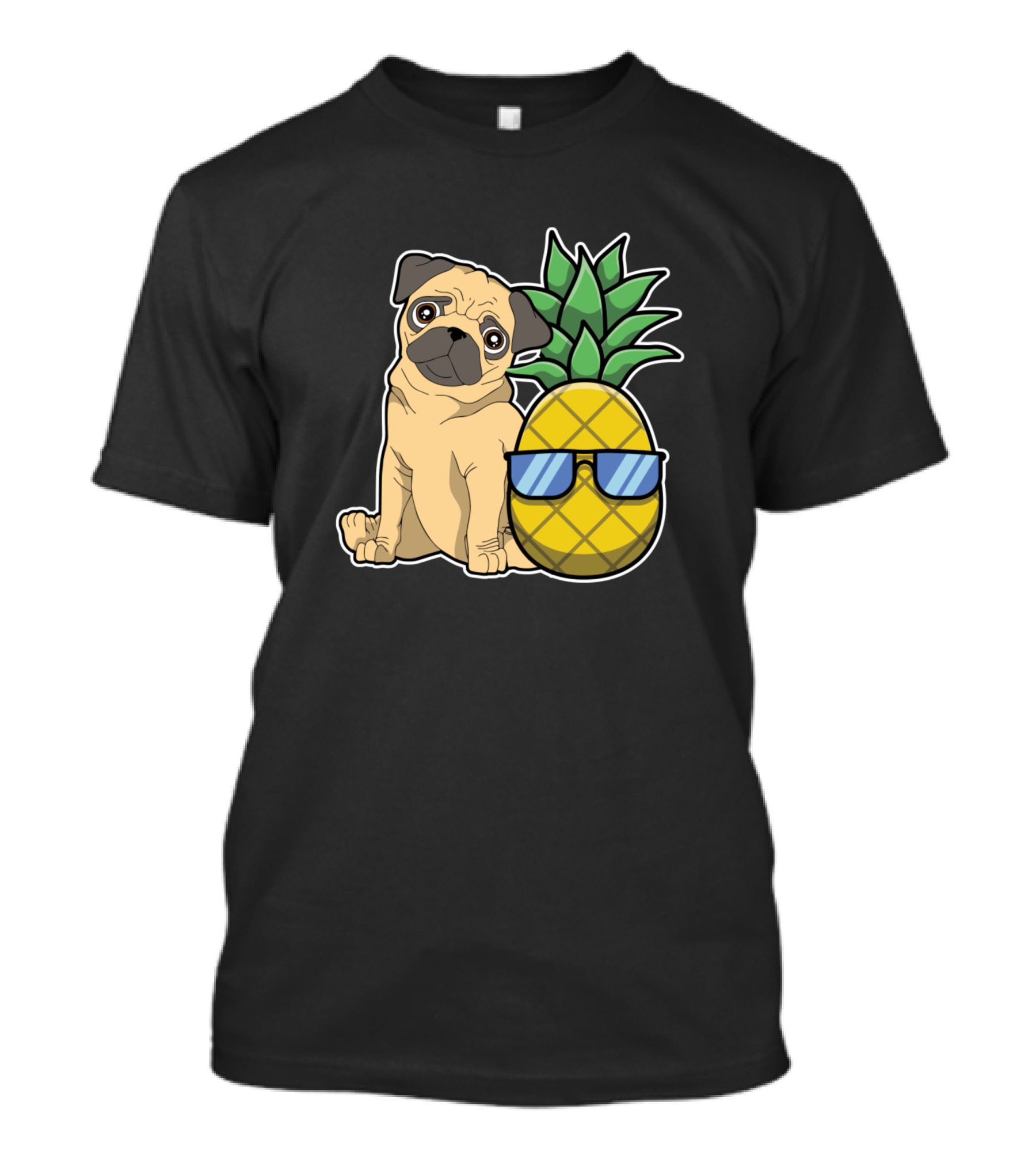 Pineapple Aloha Beaches Hawaii Pug Dog Puppy Sunglasses Iconic Fun T-Shirt