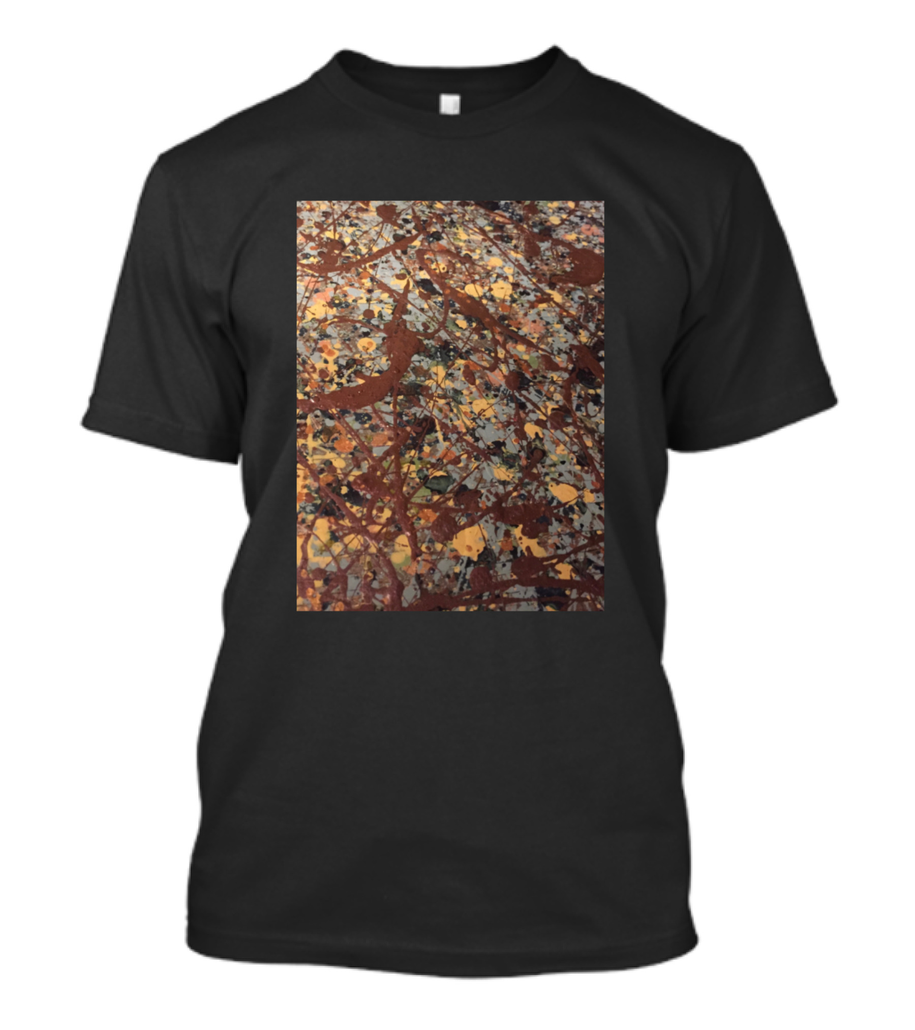 Pollock Inspired Splatter Painting Multicolor Textured T-Shirt