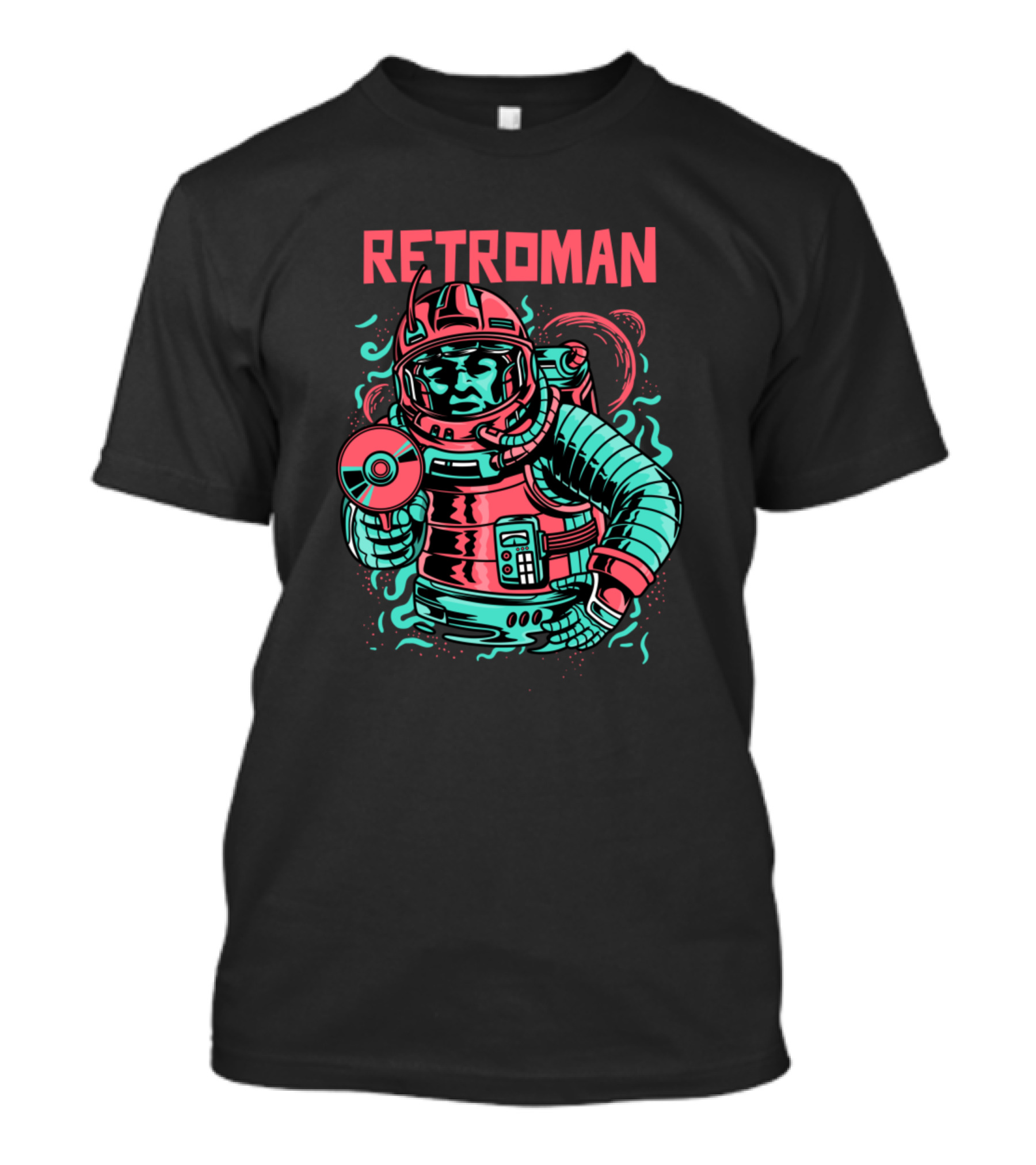 RETROMAN Space Lover Astronaut With CD Technology T-Shirt