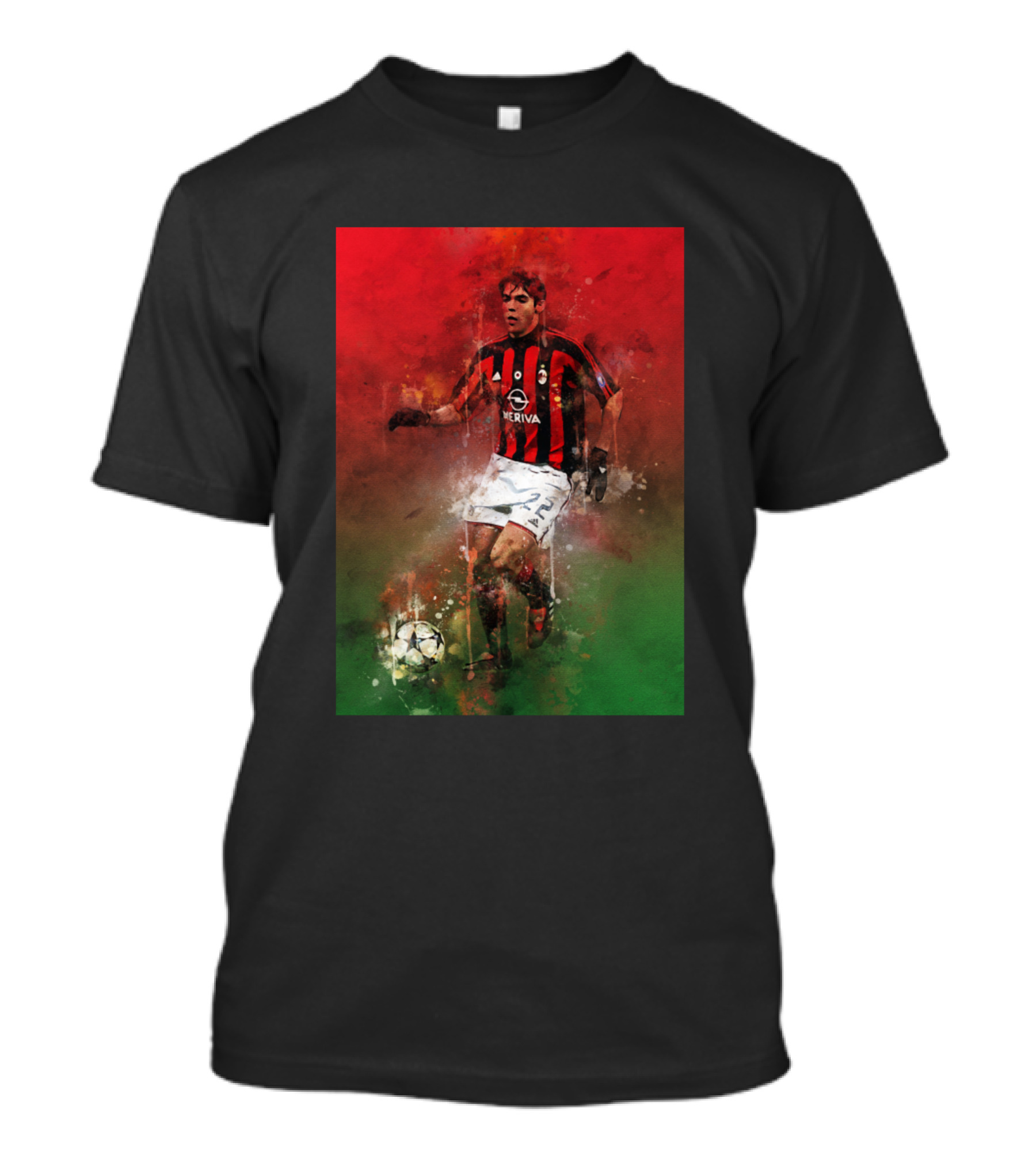 Ricardo Kaka AC Milan Soccer Watercolor T-Shirt