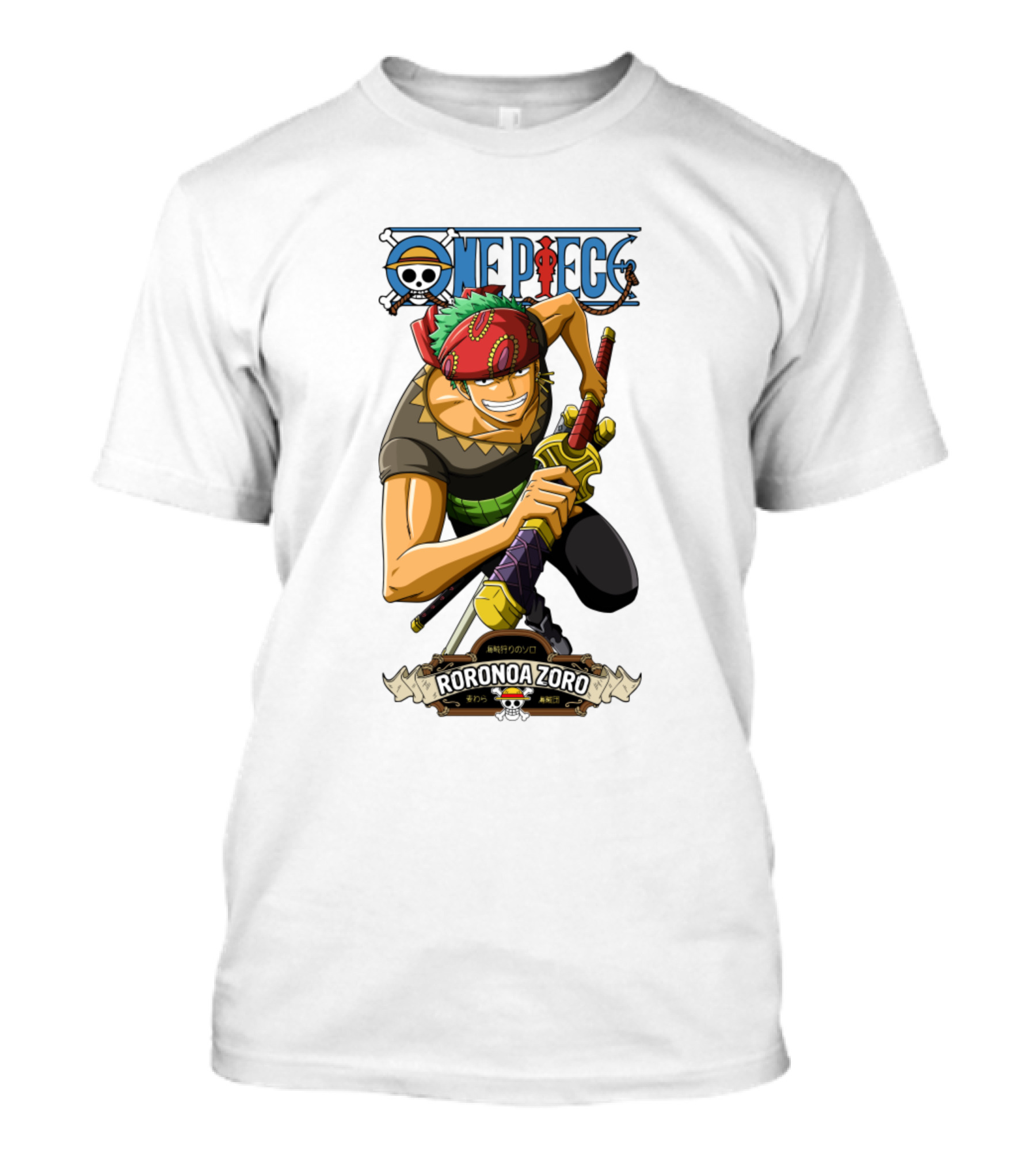 One Piece Roronoa Zoro Anime Character With Swords T-Shirt