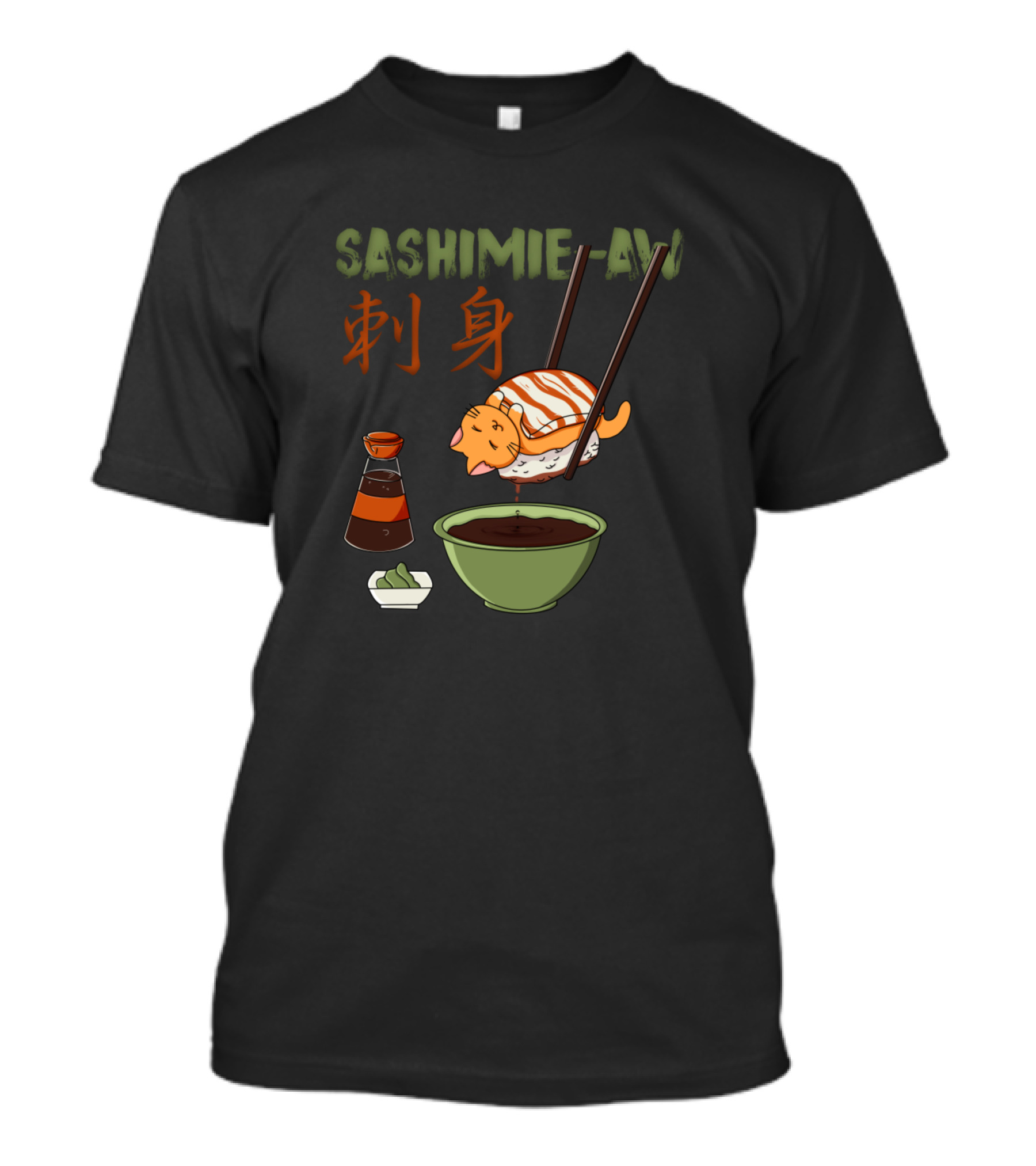 Sashimie-Aji Cat Sushi With Wasabi And Soy Sauce T-Shirt