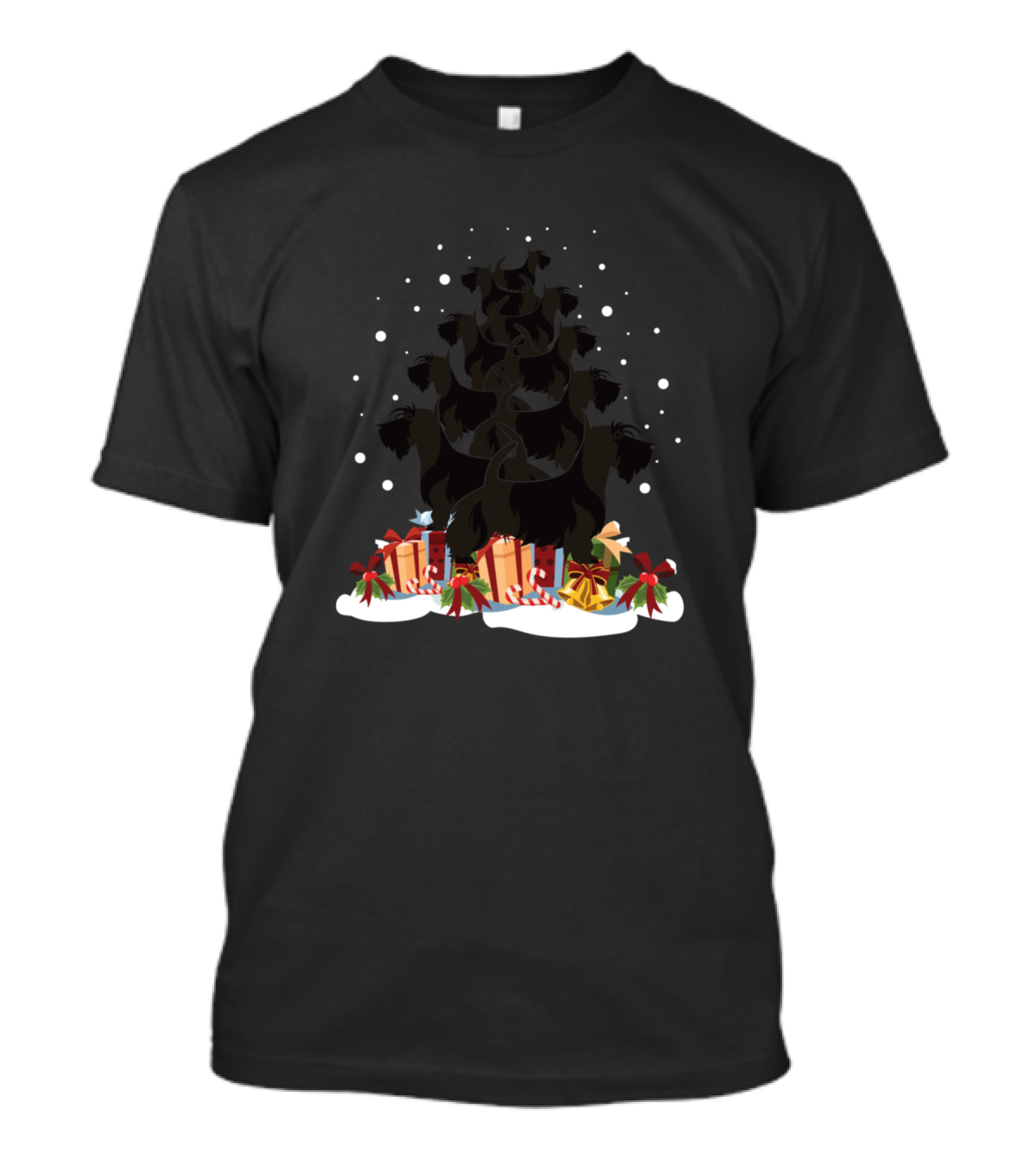 Scottish Terrier Christmas Tree With Gifts And Snowflakes T-Shirt