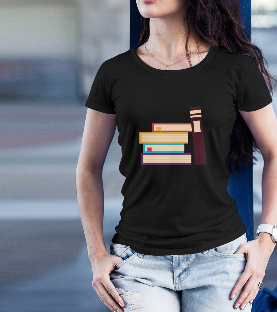 Sorry I'm Booked Colorful Book Stack T-Shirt
