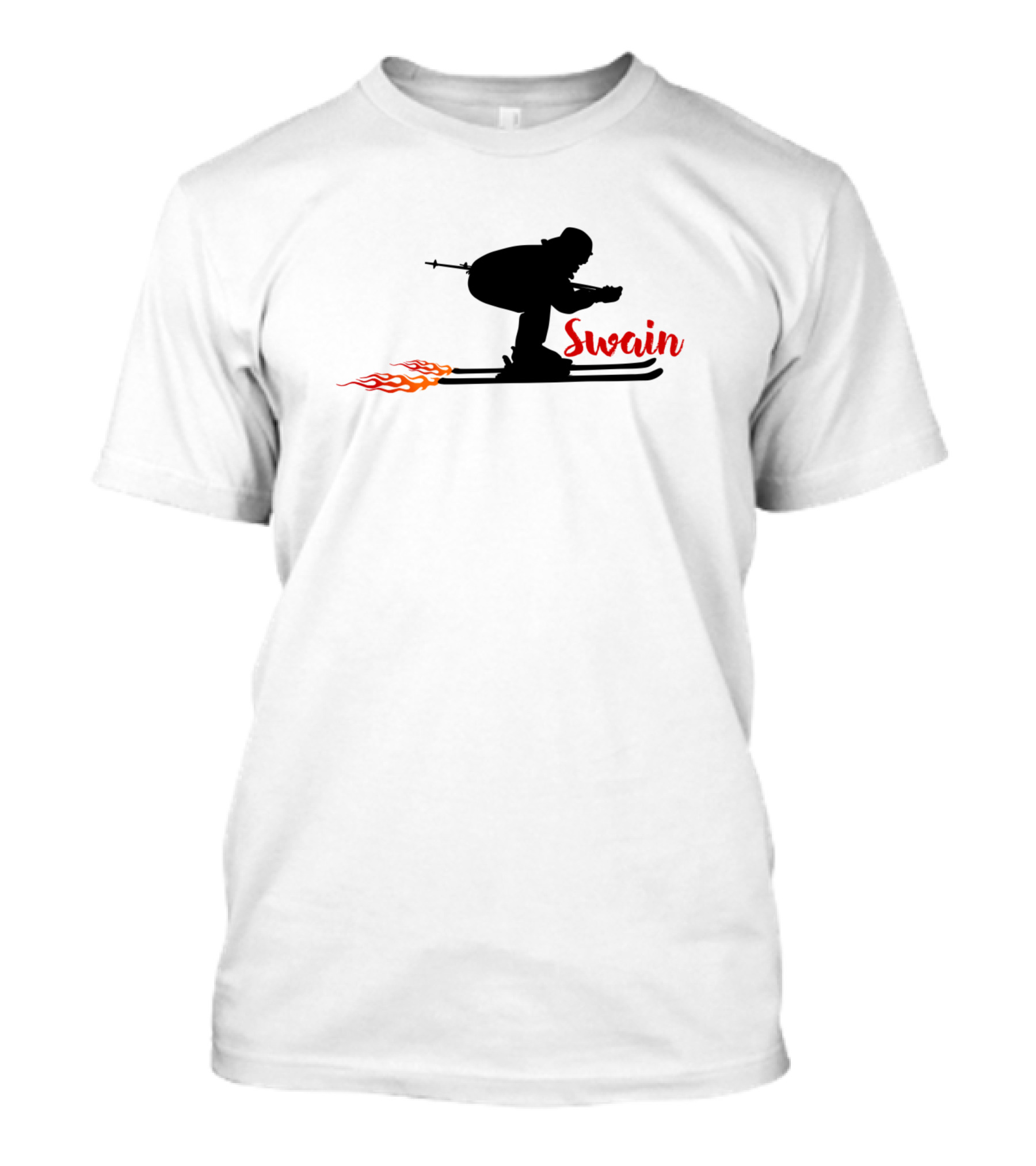 Swain Skiing Silhouette With Flames United States T-Shirt