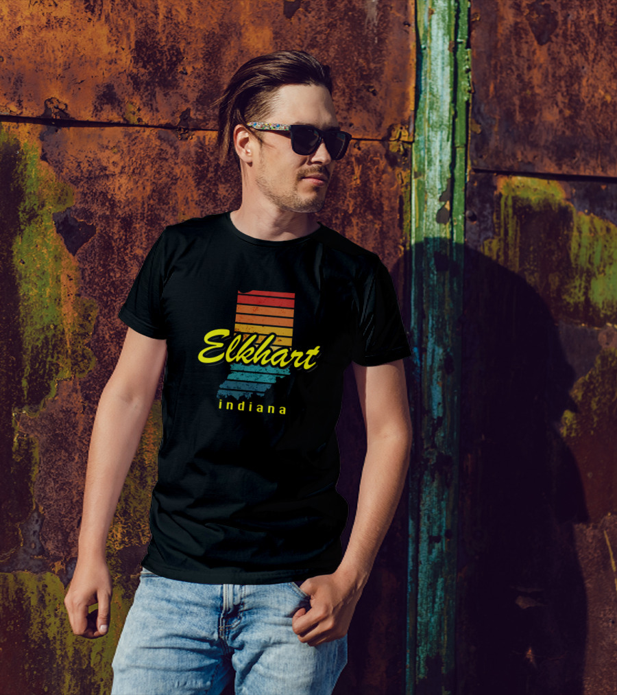 Elkhart Indiana Retro State Silhouette Gradient T-Shirt