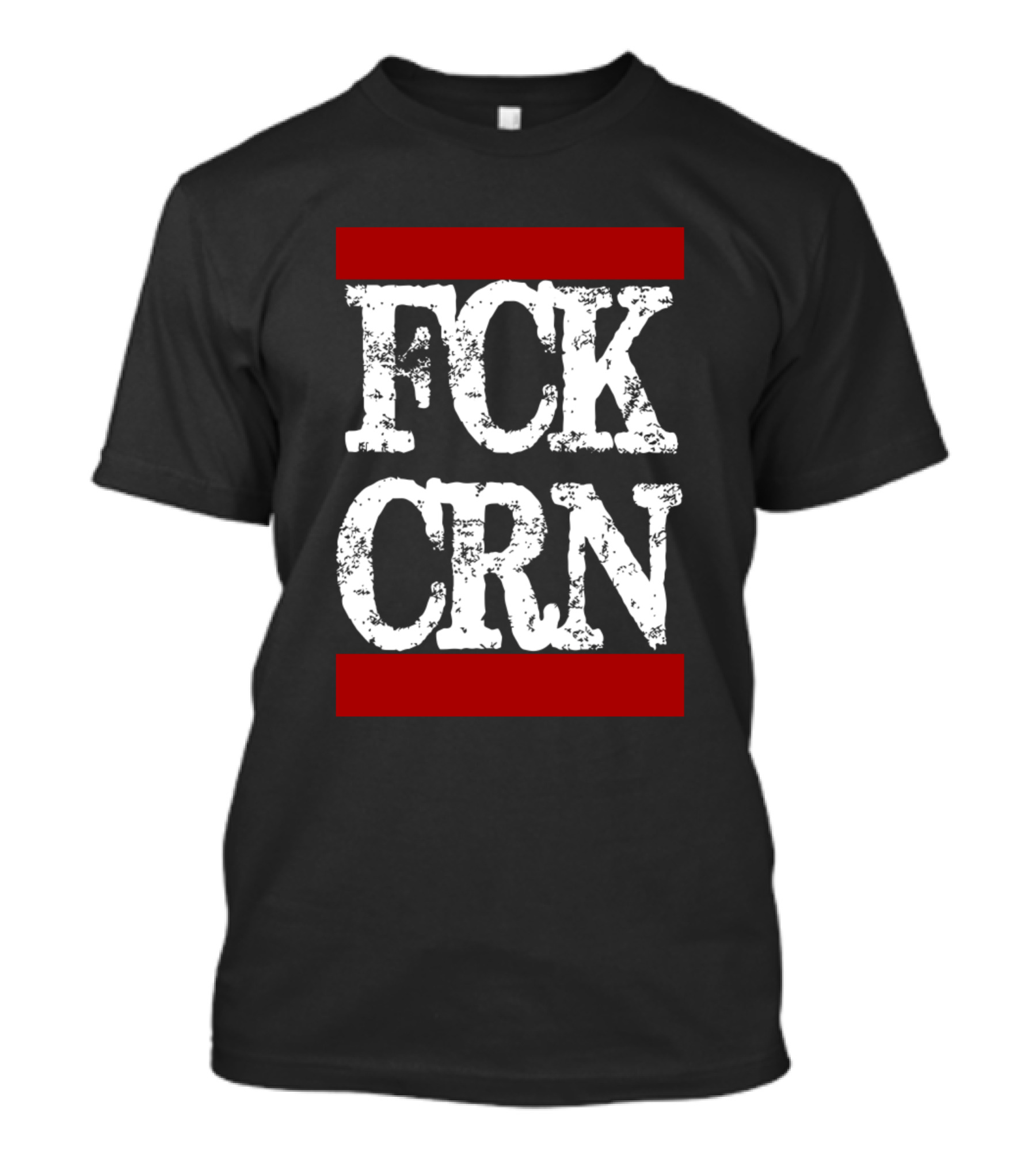 FCK CRN Distressed Block Text Red Bars T-Shirt