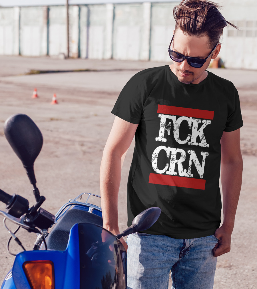 FCK CRN Distressed Block Text Red Bars T-Shirt
