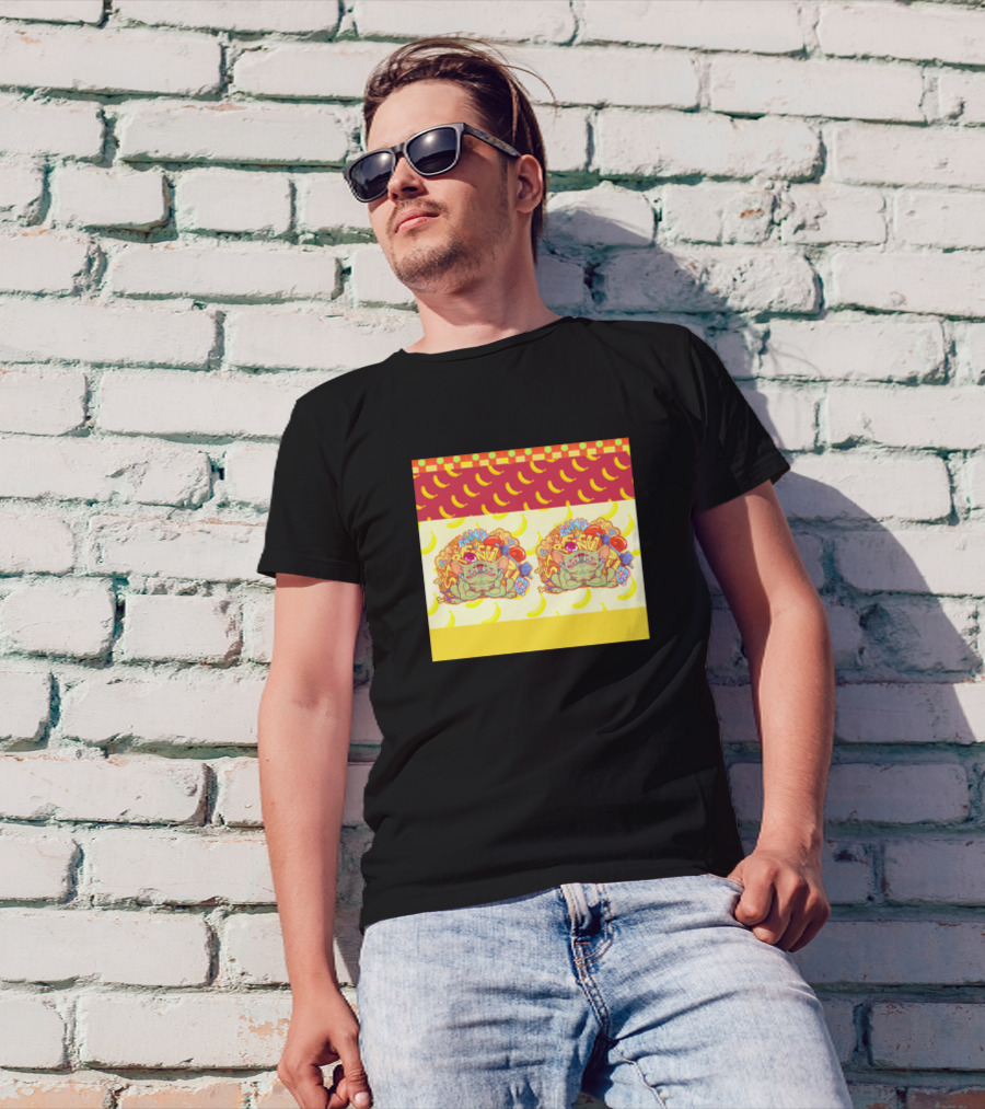 Fish Stronk Pug Colorful Pattern With Bananas T-Shirt