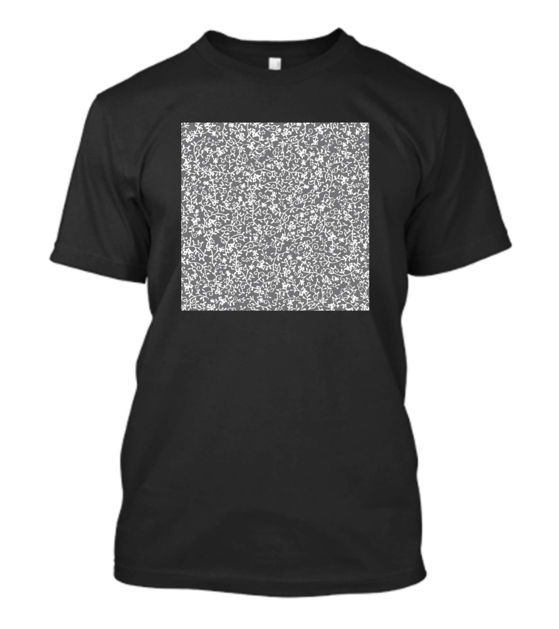 Floral Vines Pattern Gray Neck Gaiter Neck Gator T-Shirt