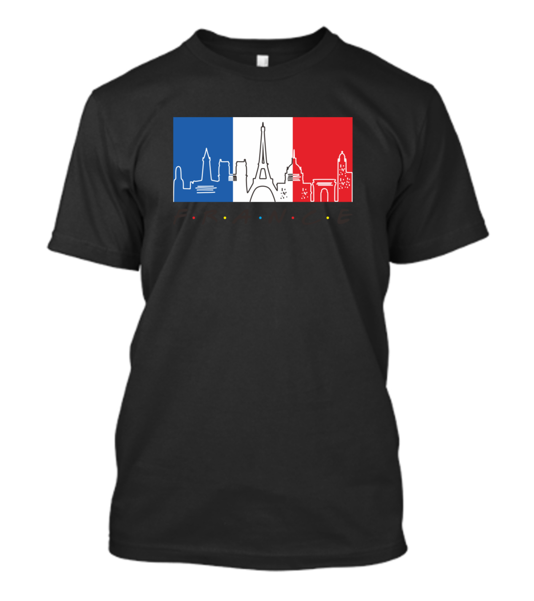 France Eiffel Tower Flag And Skyline Iconic Landmarks T-Shirt