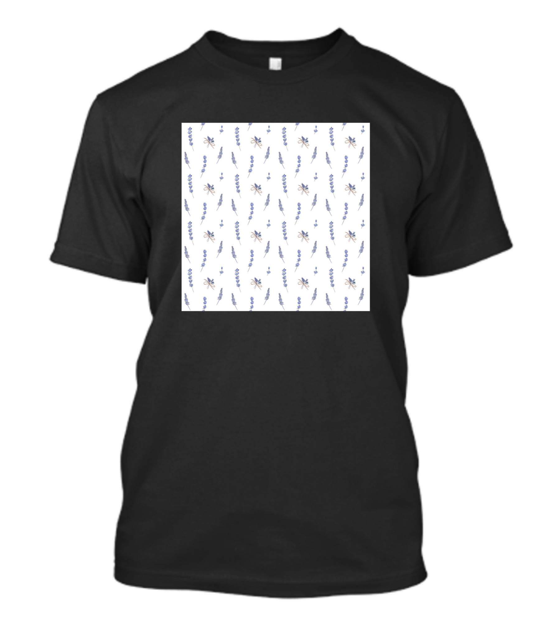 French Lavender And Bees Pattern On White T-Shirt