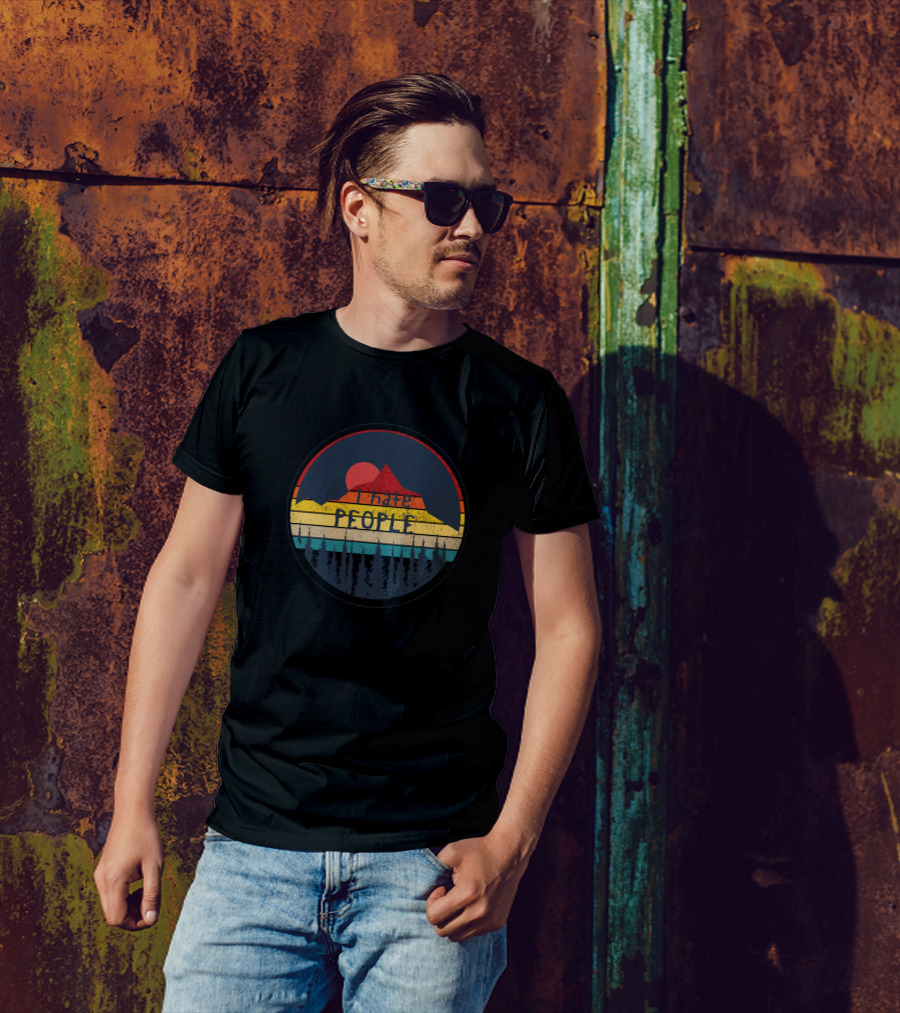 Funny Camping Lover I Hate People Mountains Sunset Forest T-Shirt