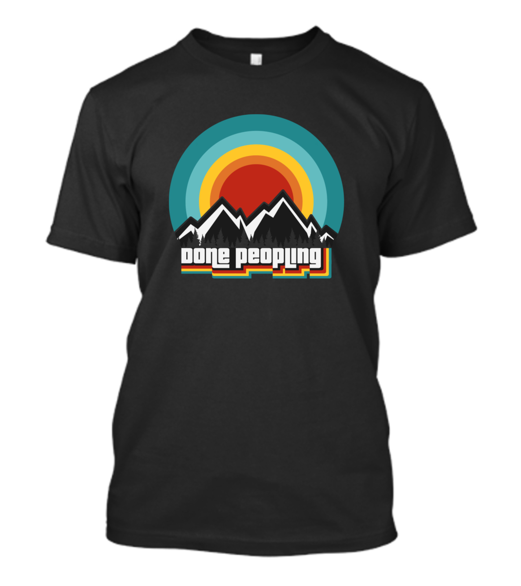 Done Peopling Funny Introvert Antisocial Sunset Mountains T-Shirt