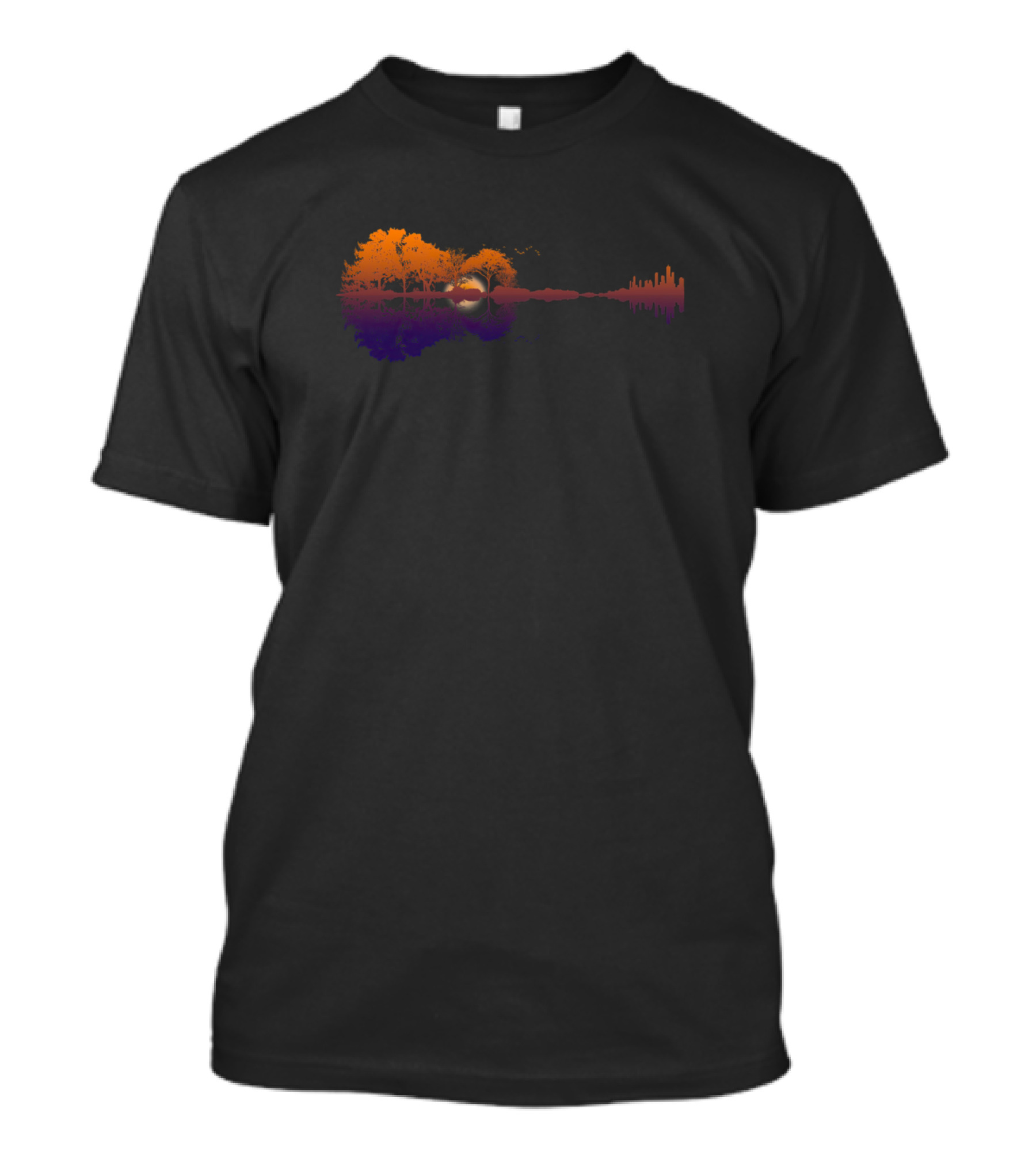 Guitar Pick Forest And City Reflection T-Shirt