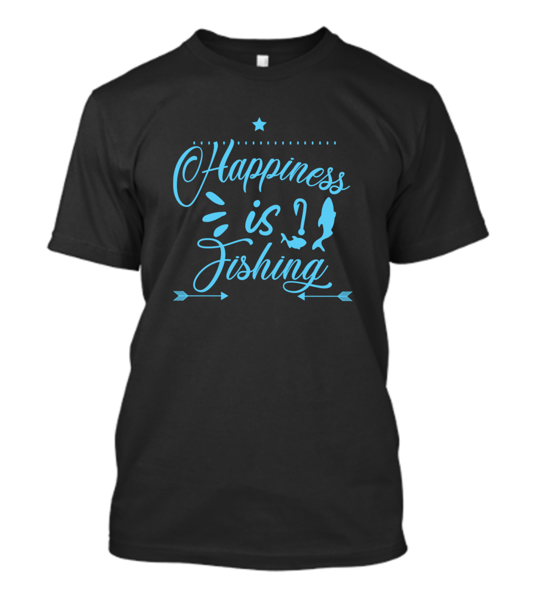 Happiness Is Fishing With Fish Icons And Stars T-Shirt
