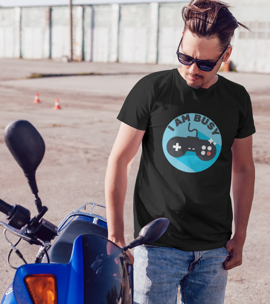 I Am Busy Video Game Controller Circle T-Shirt