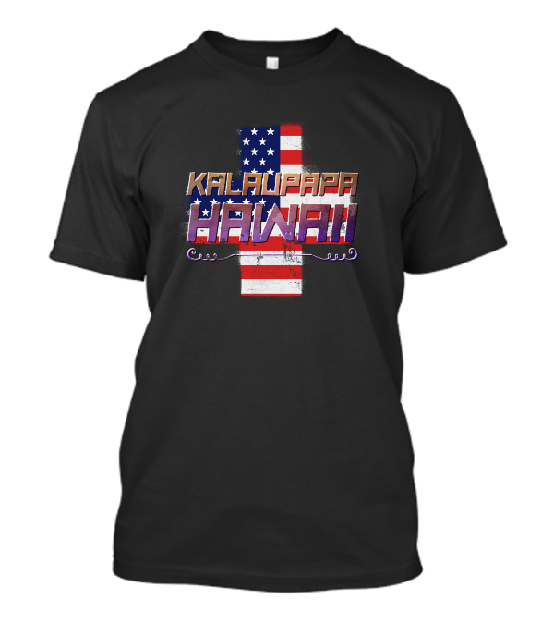 Kalaupapa Hawaii American Flag Background T-Shirt