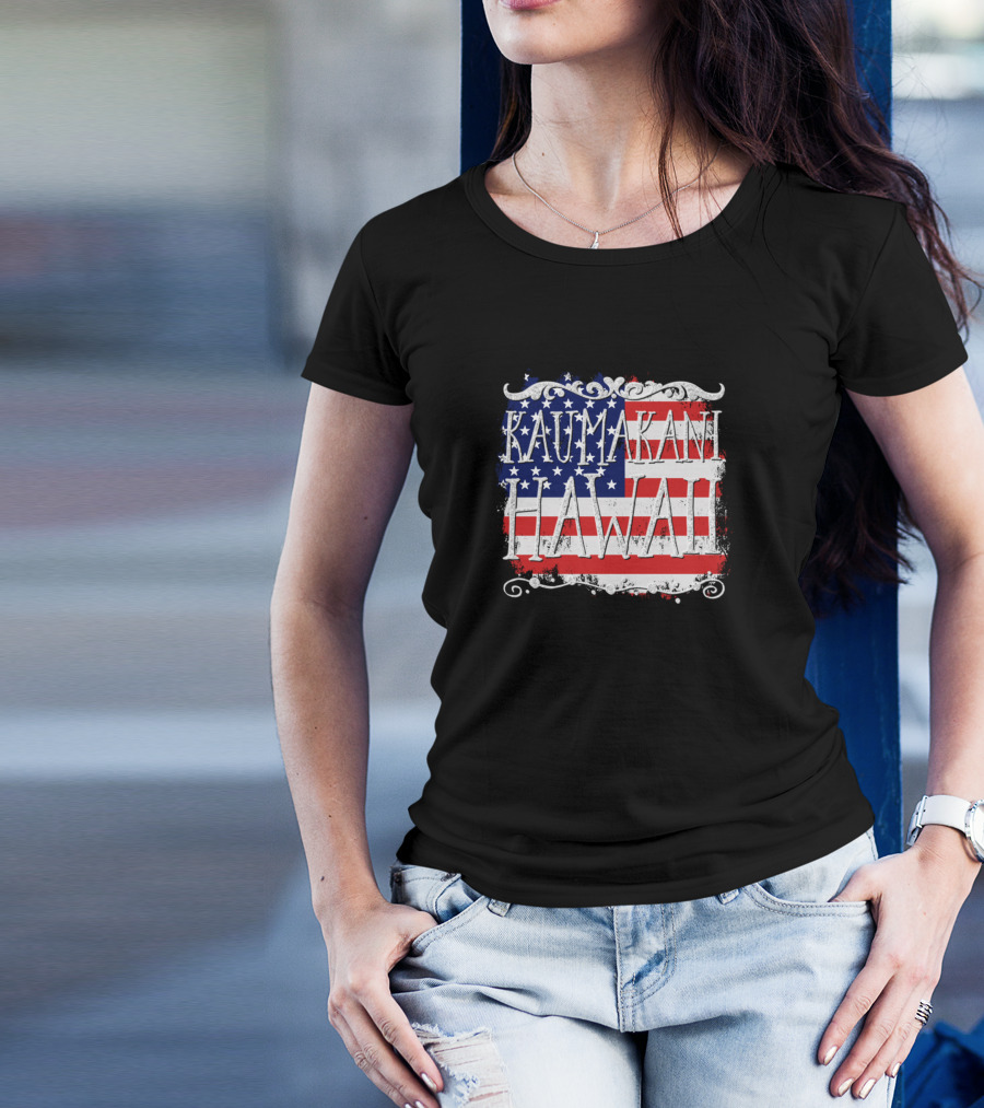 KAUMAKANI HAWAII American Flag T-Shirt